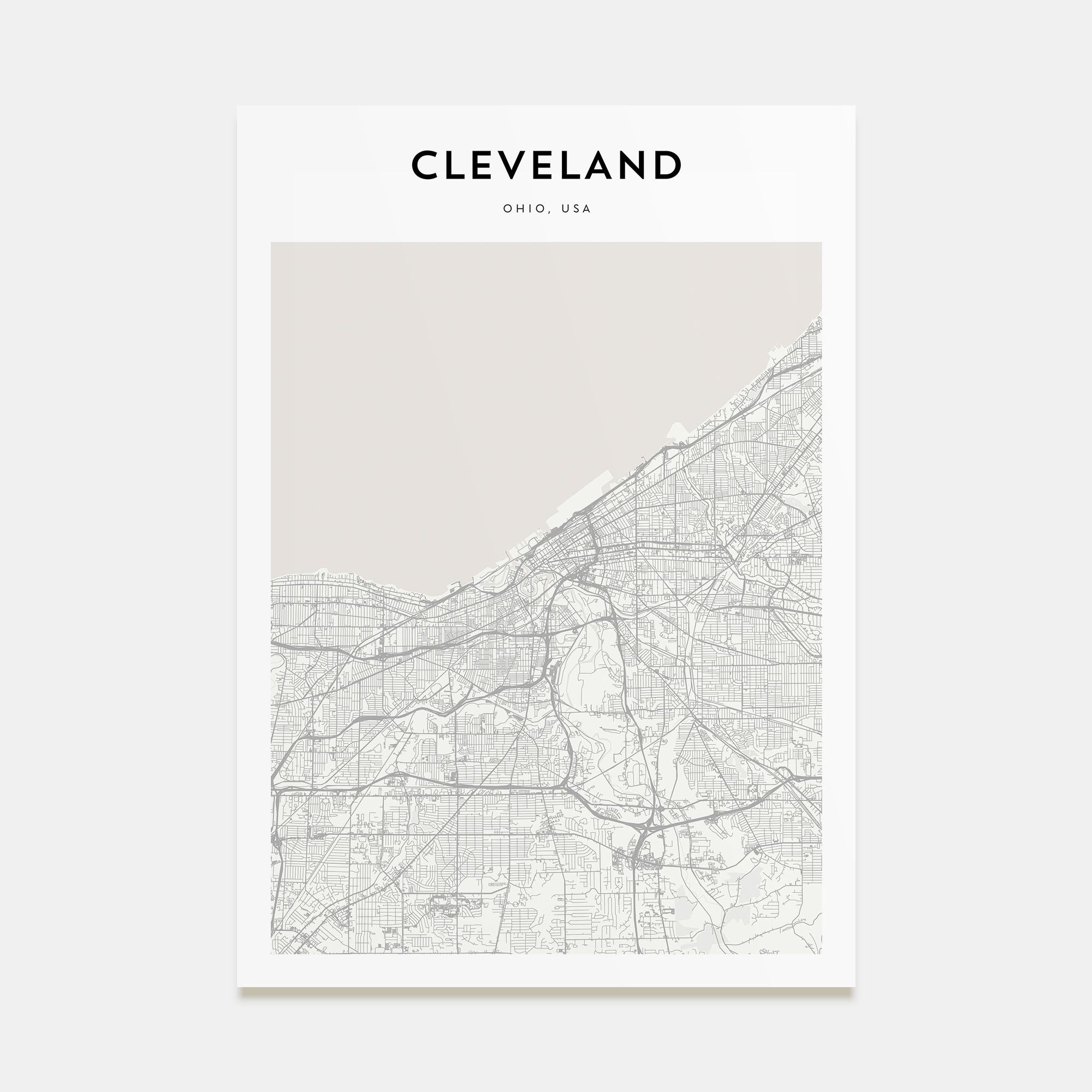 Cleveland Map Portrait Poster