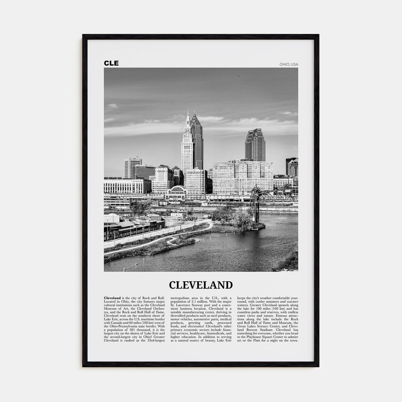 Cleveland Travel B&W No 2 Poster