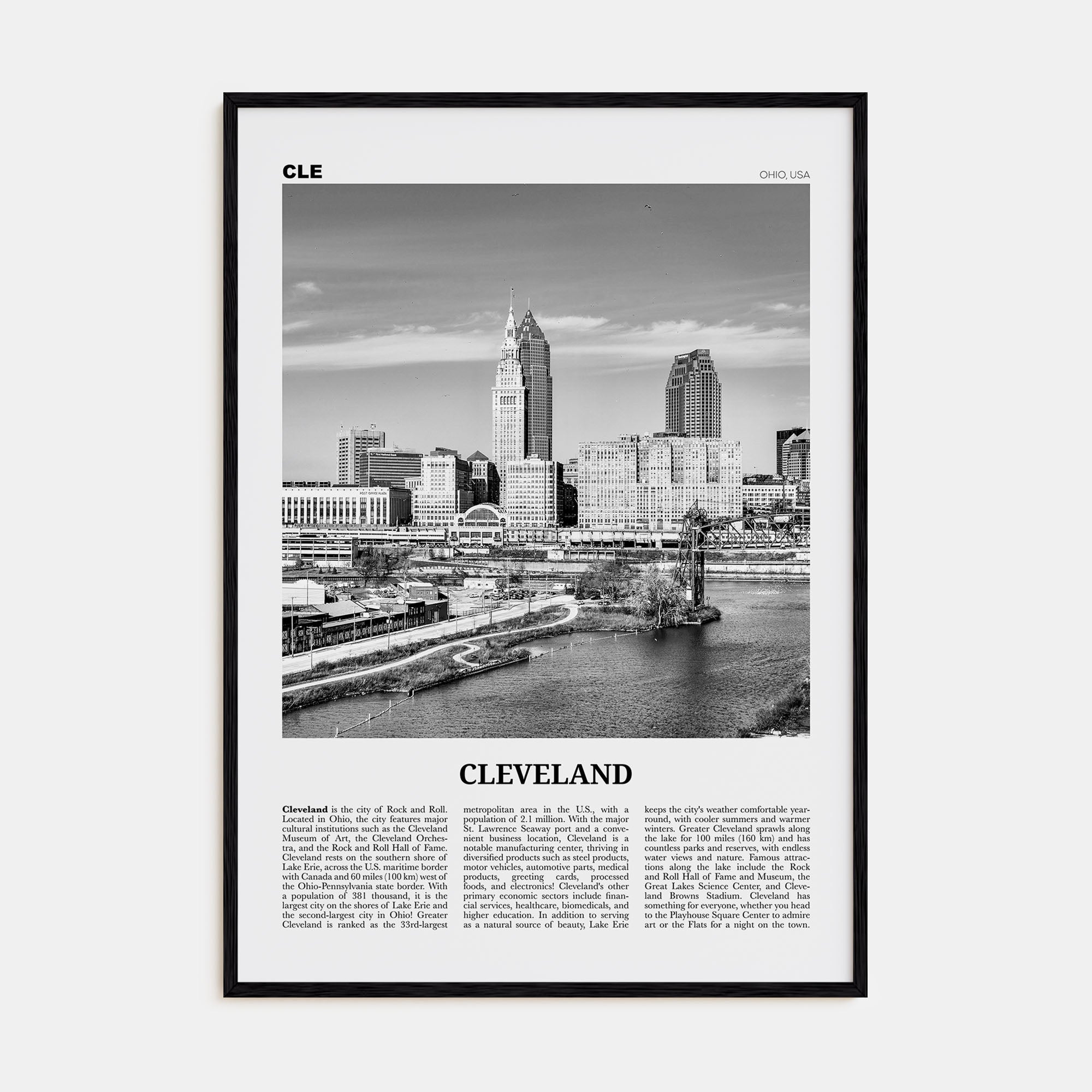 Cleveland Travel B&W No 2 Poster
