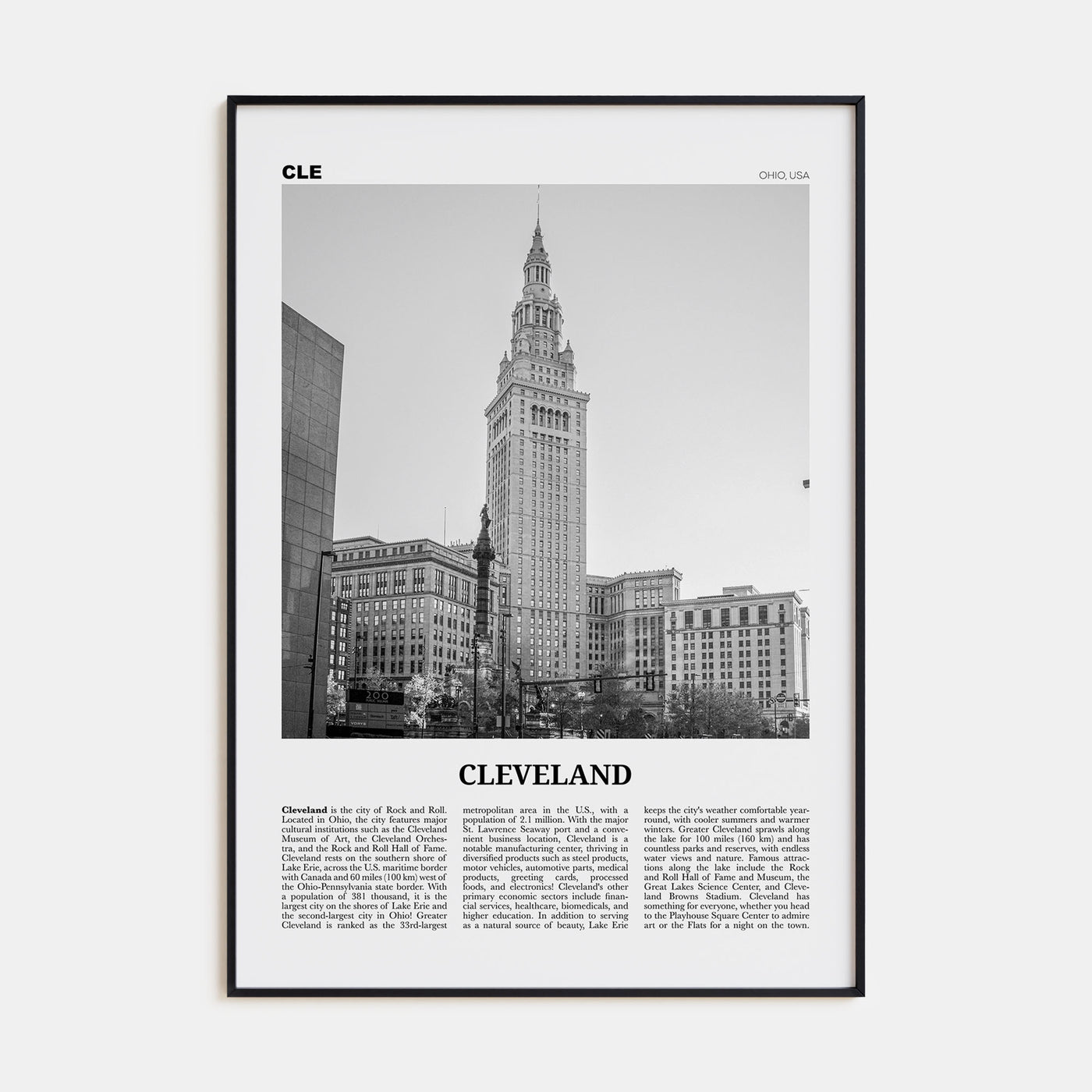 Cleveland Travel B&W No 3 Poster