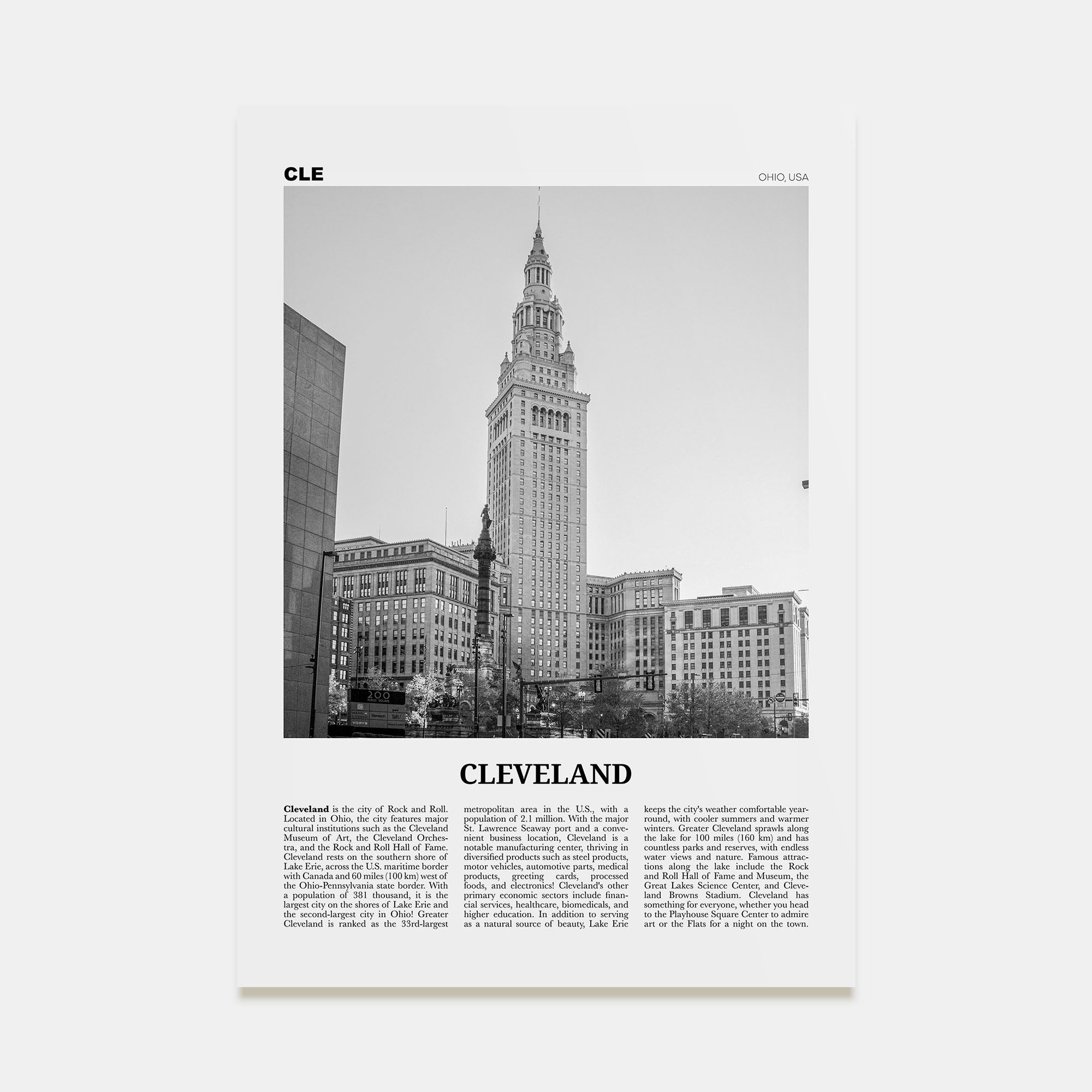 Cleveland Travel B&W No 3 Poster