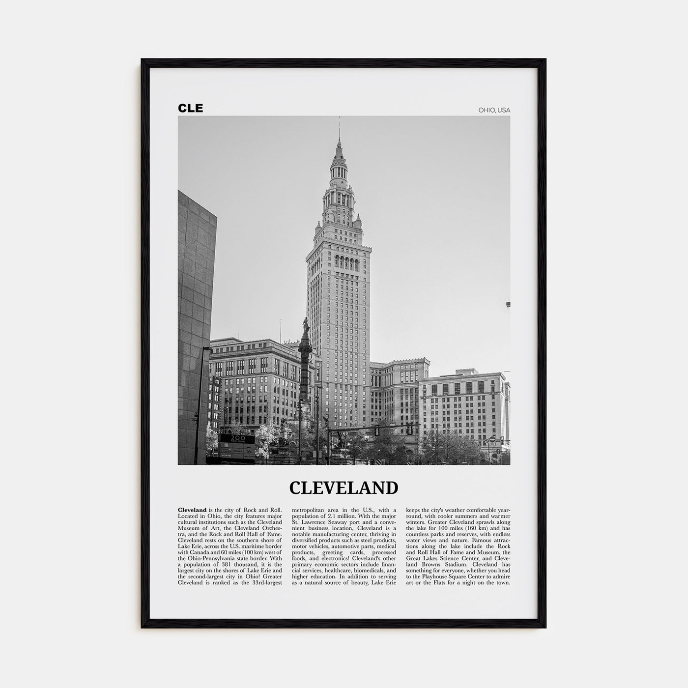 Cleveland Travel B&W No 3 Poster