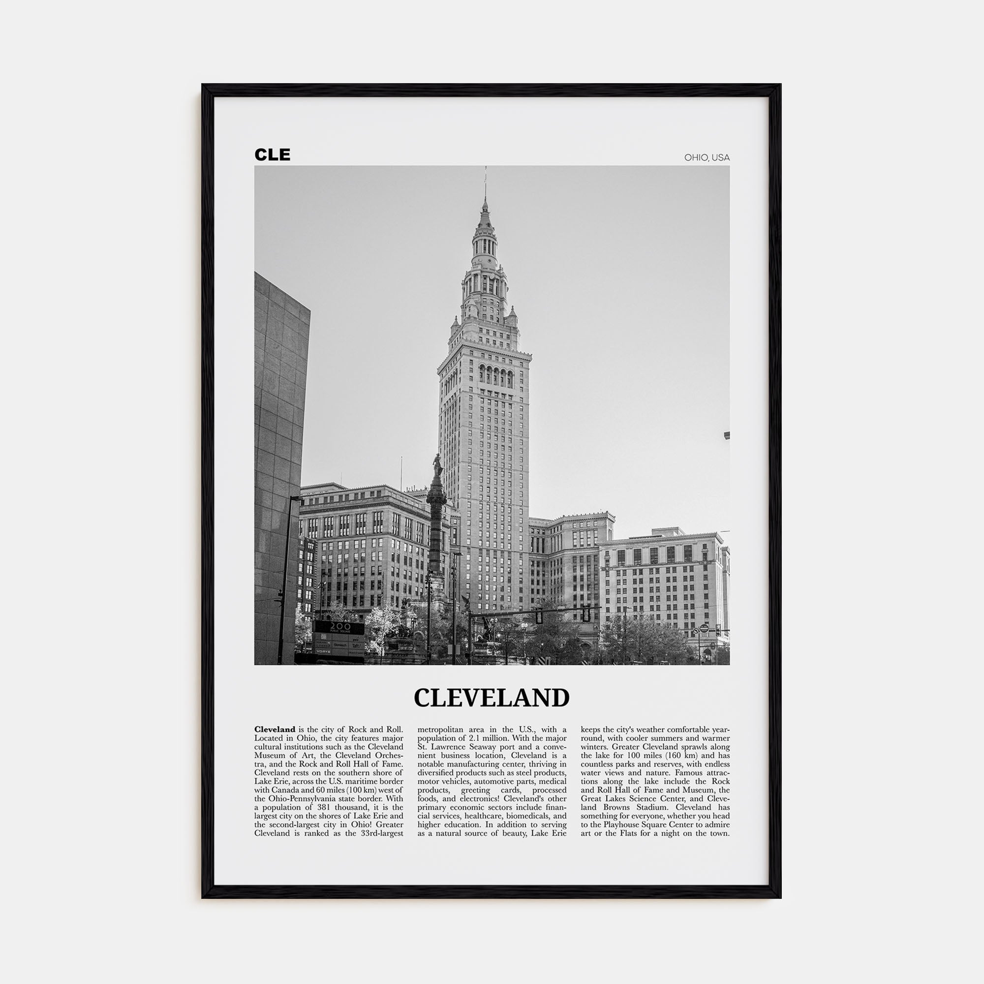 Cleveland Travel B&W No 3 Poster