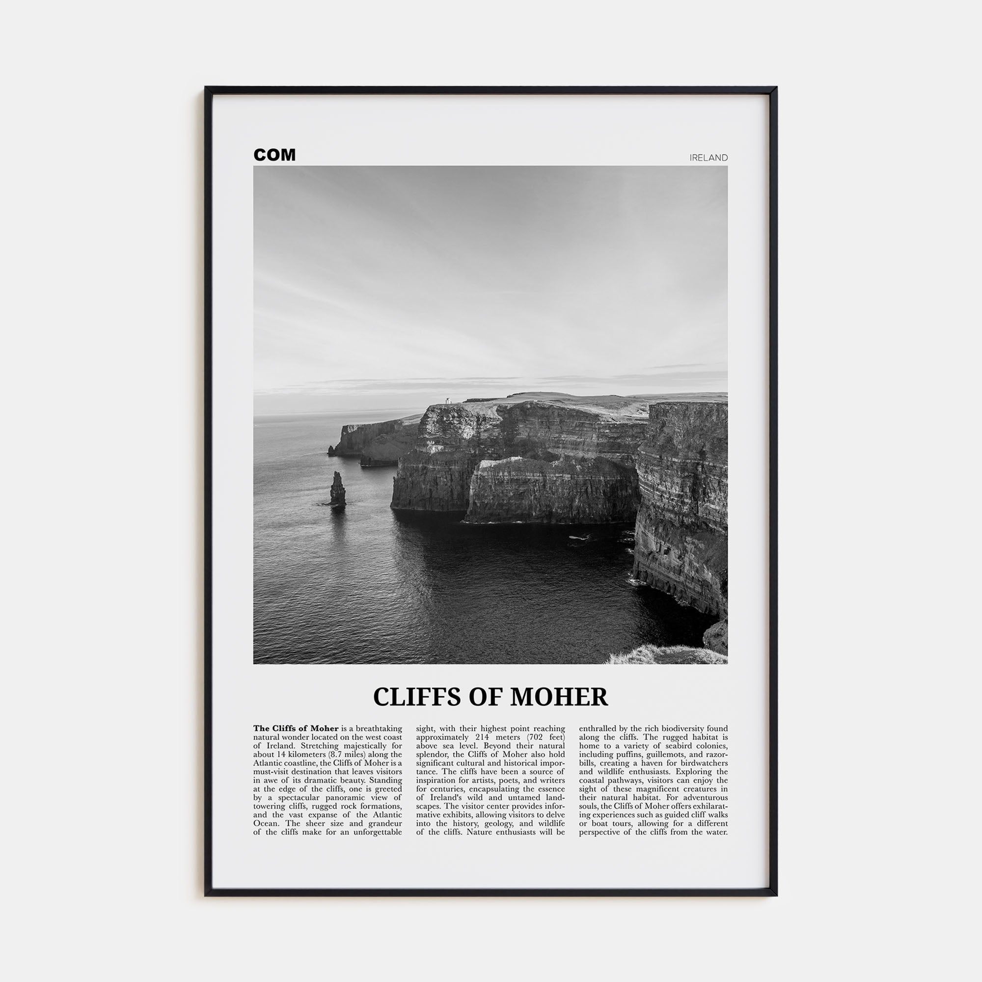 Cliffs of Moher Travel B&W Poster