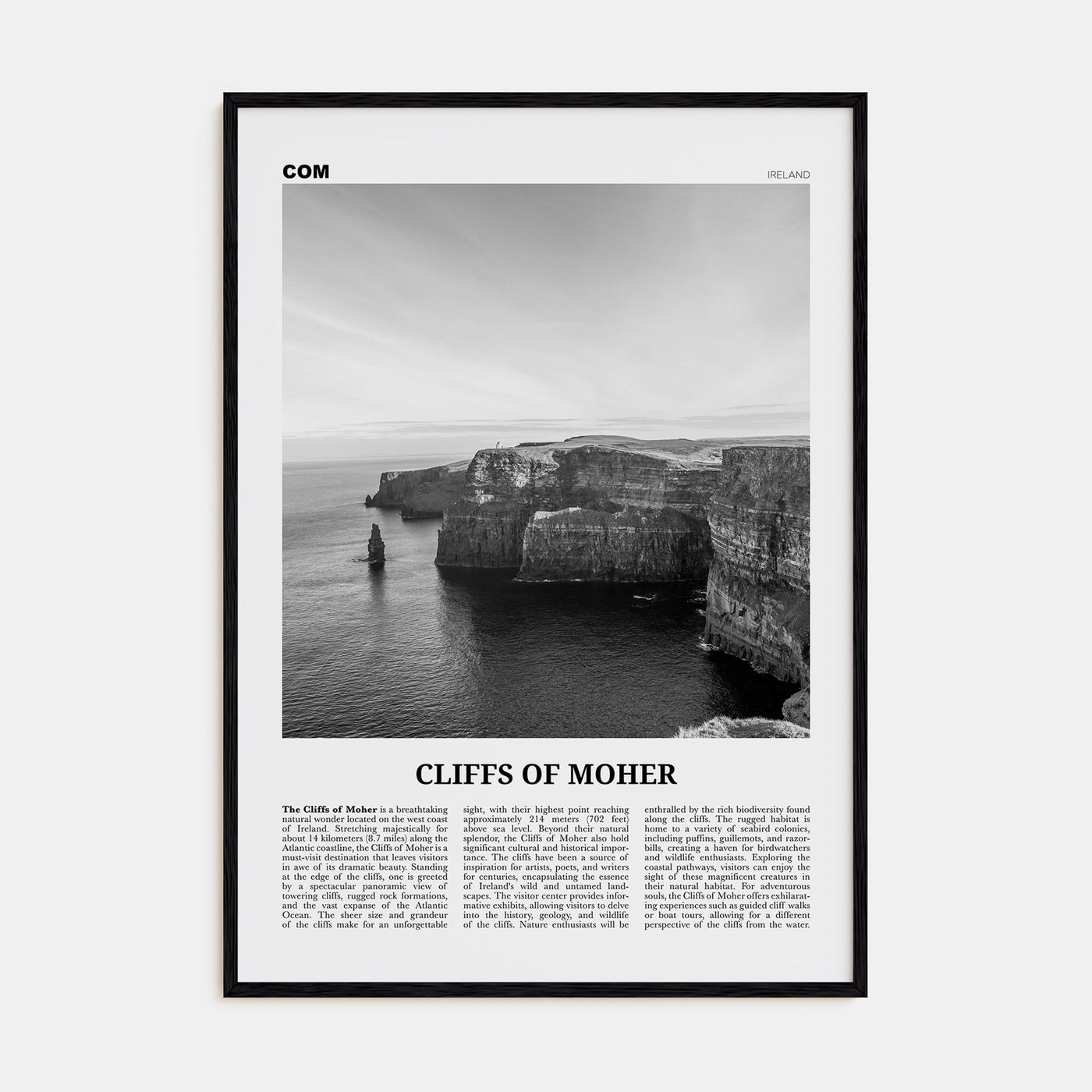 Cliffs of Moher Travel B&W Poster