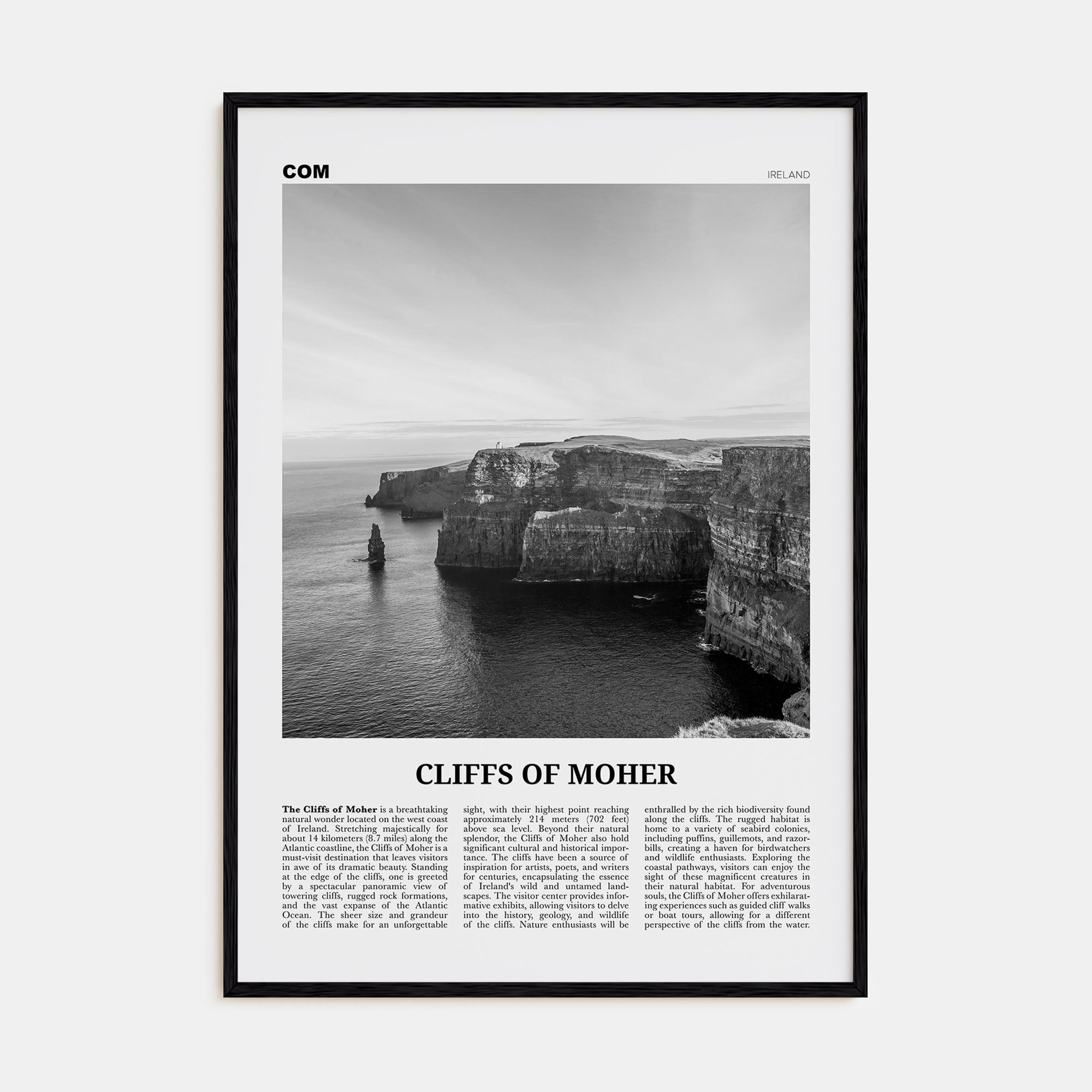 Cliffs of Moher Travel B&W Poster