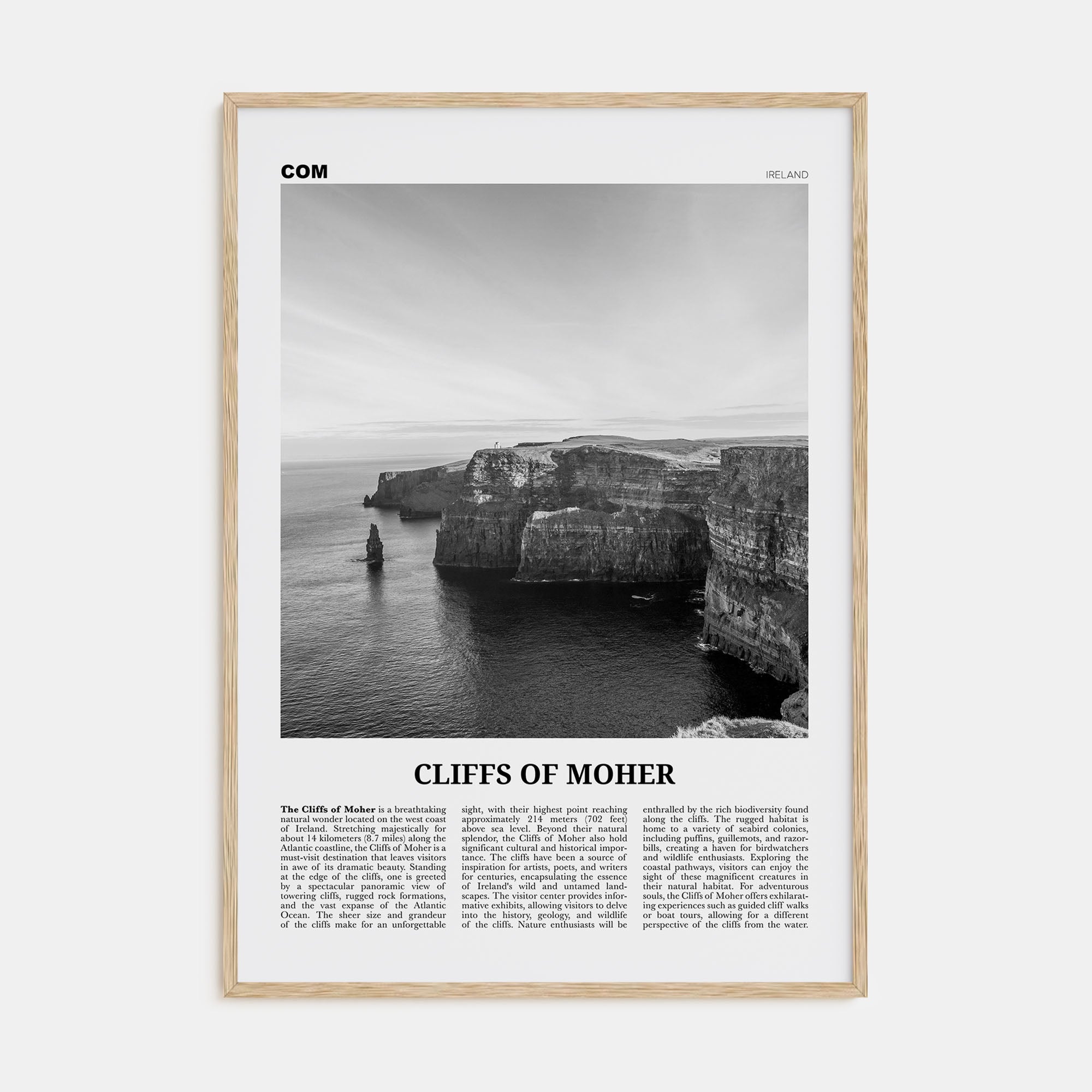 Cliffs of Moher Travel B&W Poster