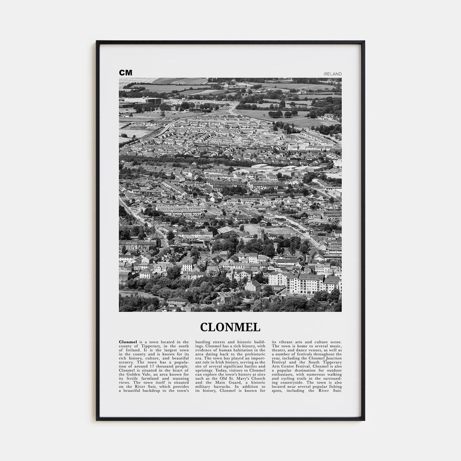 Clonmel Travel B&W Poster