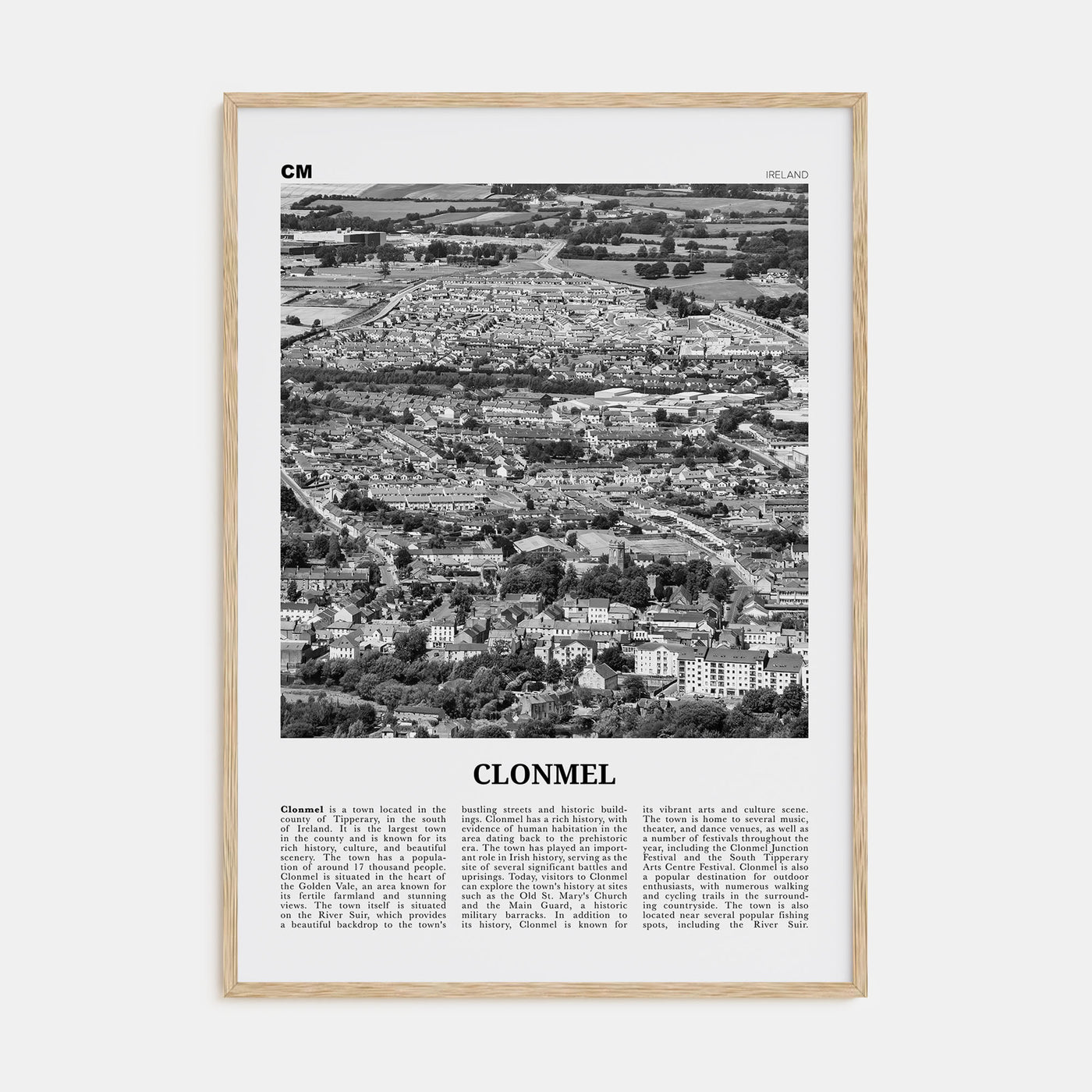 Clonmel Travel B&W Poster