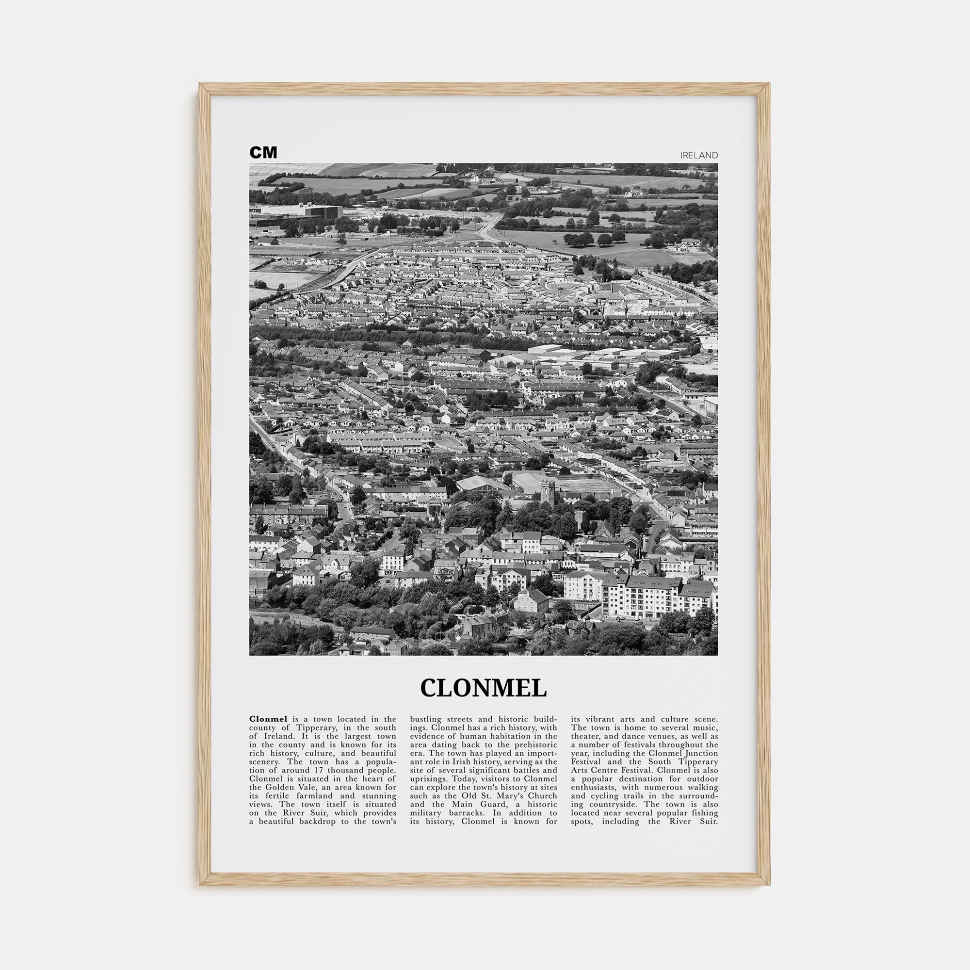 Clonmel Travel B&W Poster