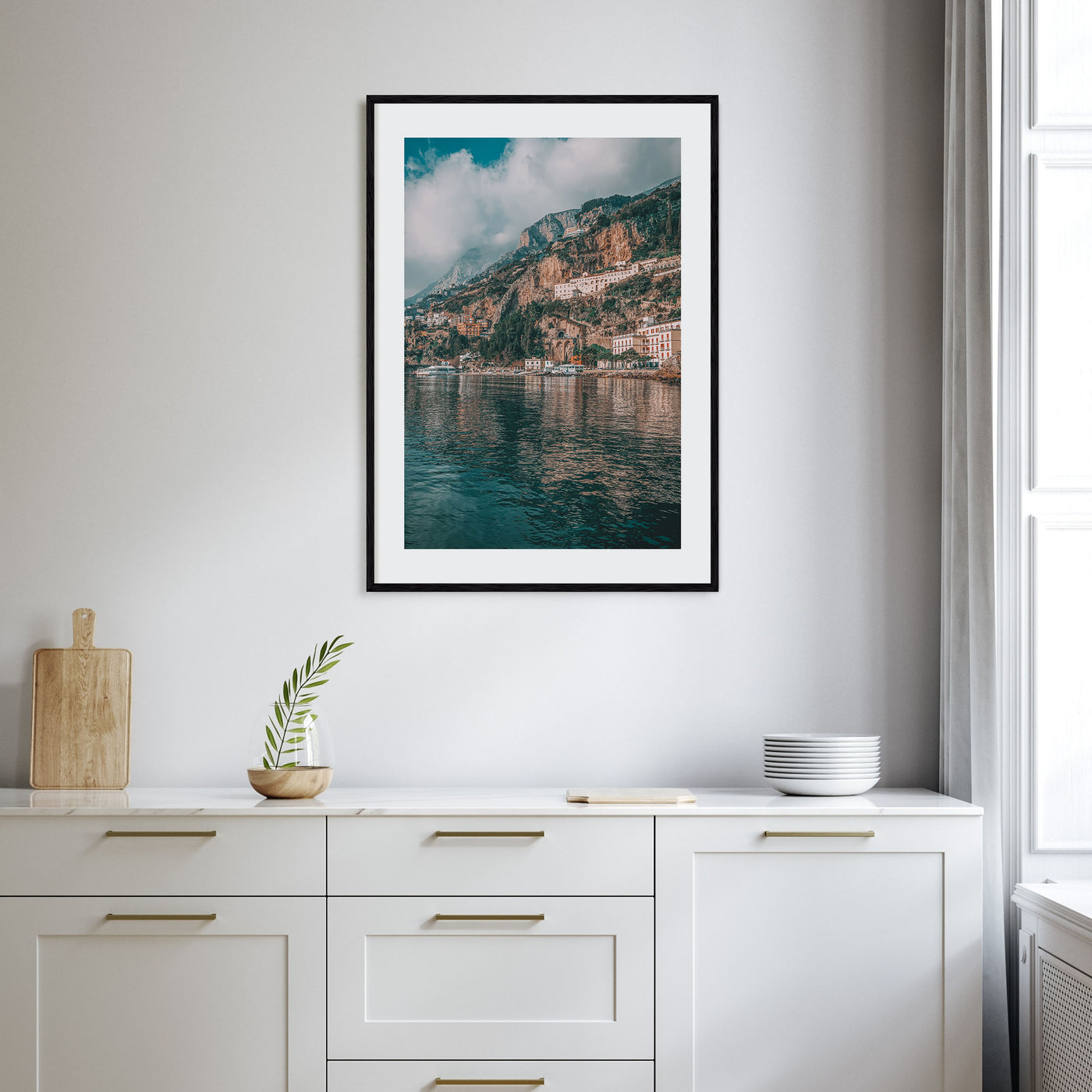 Cloudy Lake and Houses Photo Color Poster