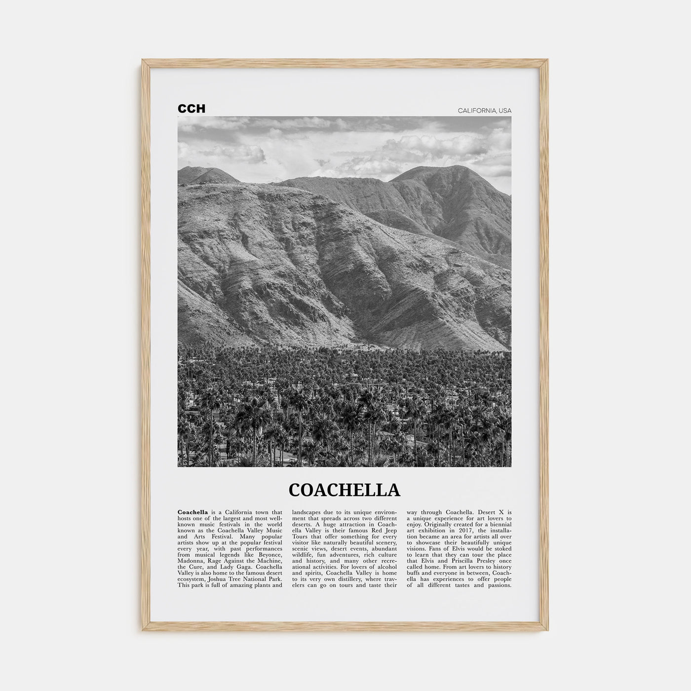 Coachella Travel B&W Poster