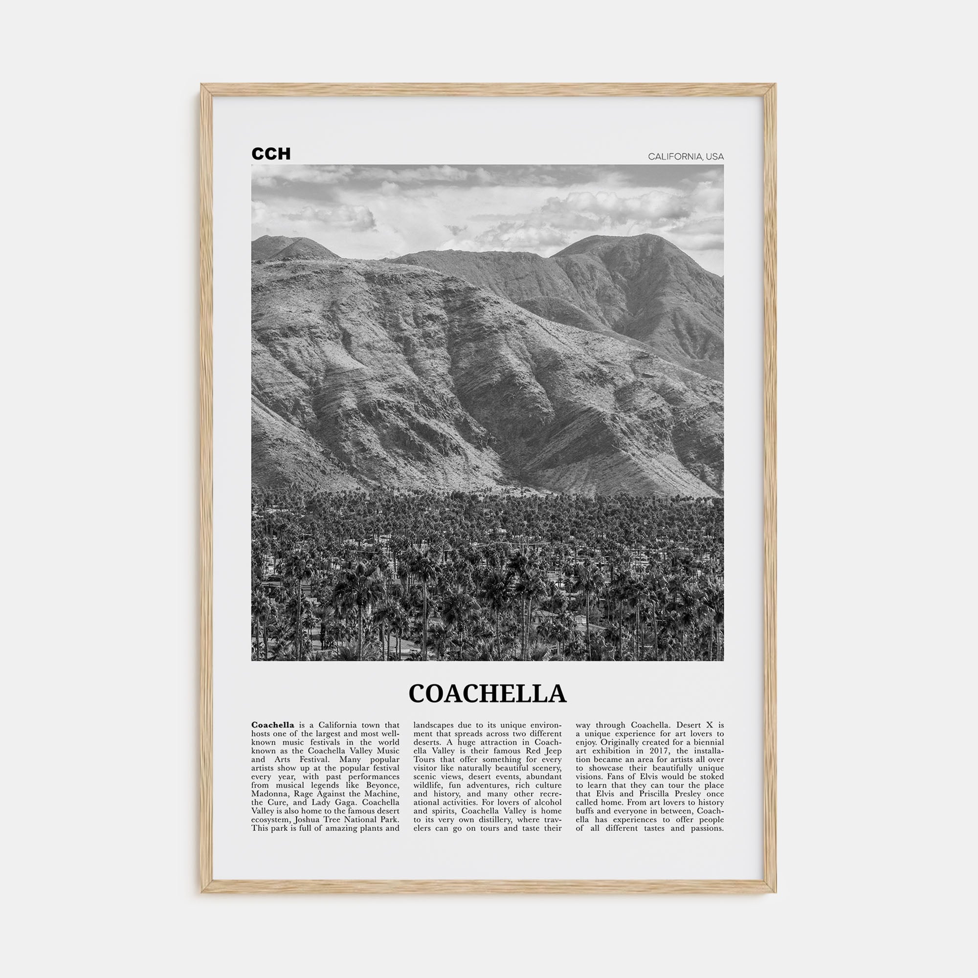 Coachella Travel B&W Poster