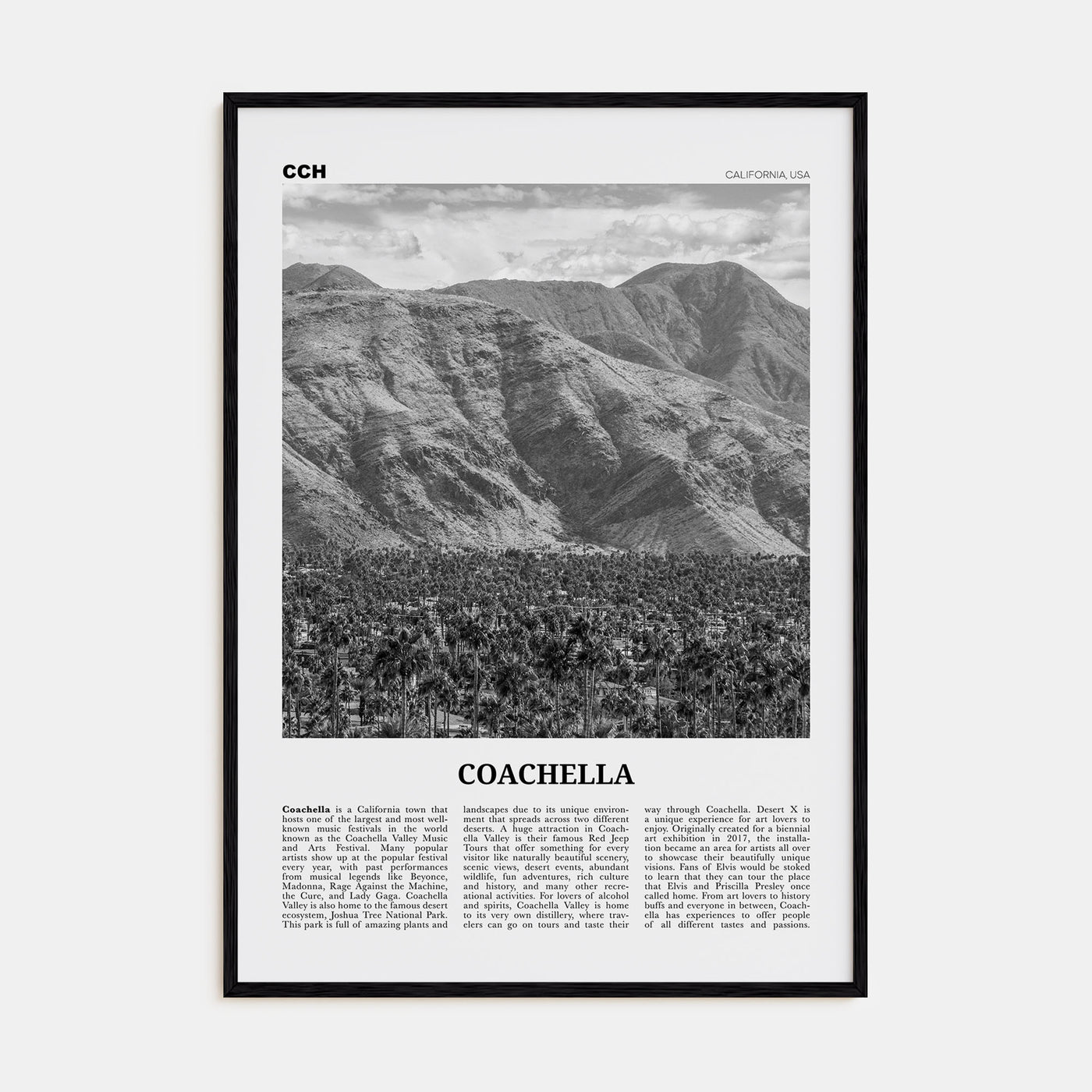 Coachella Travel B&W Poster