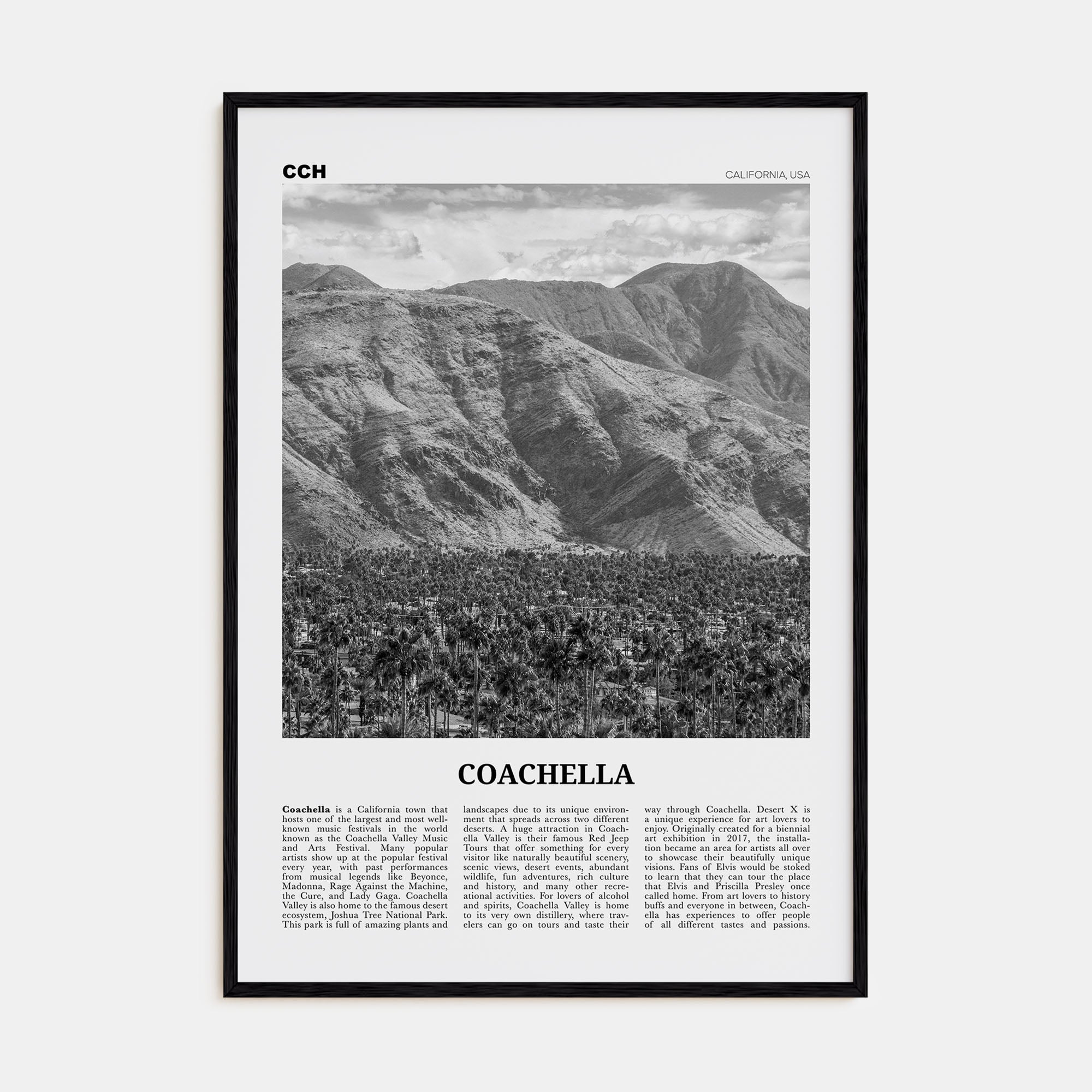 Coachella Travel B&W Poster
