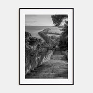 Coastline Stairway Photo B&W Poster