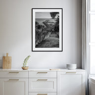 Coastline Stairway Photo B&W Poster