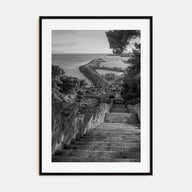 Coastline Stairway Photo B&W Poster