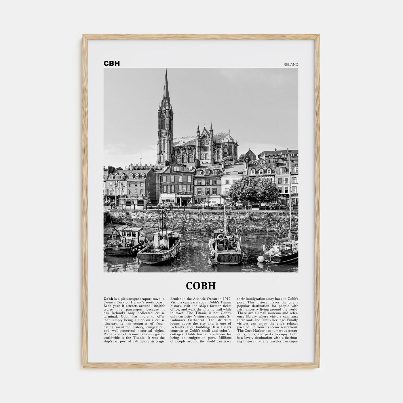 Cobh Travel B&W No 1 Poster