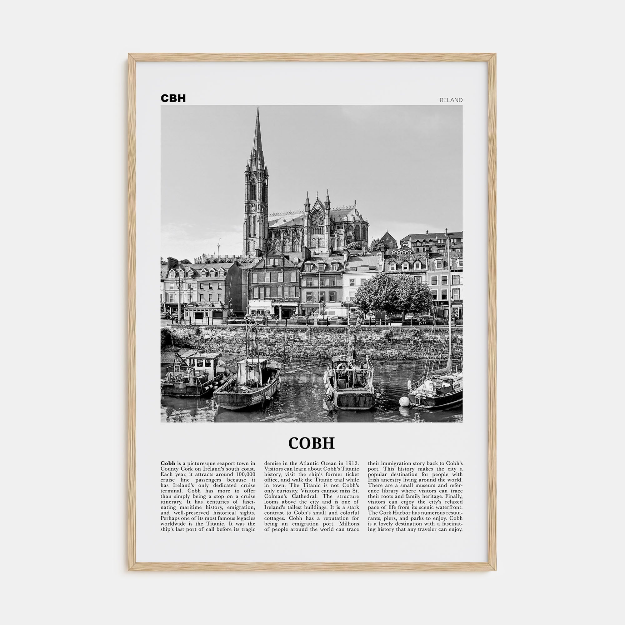 Cobh Travel B&W No 1 Poster