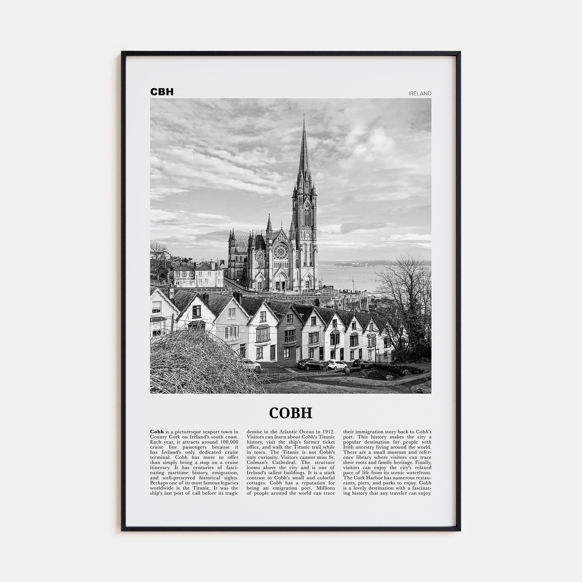 Cobh Travel B&W No 2 Poster