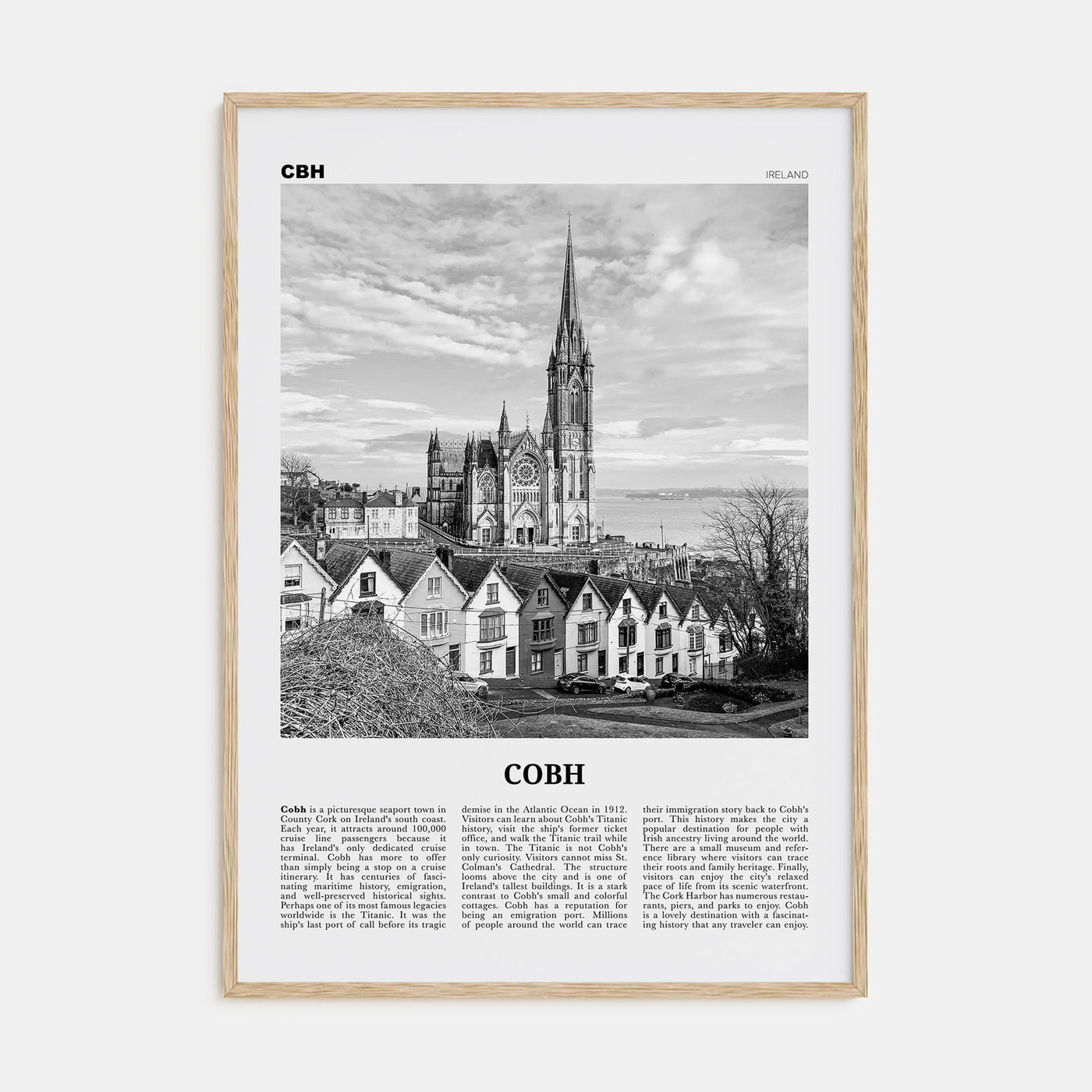 Cobh Travel B&W No 2 Poster