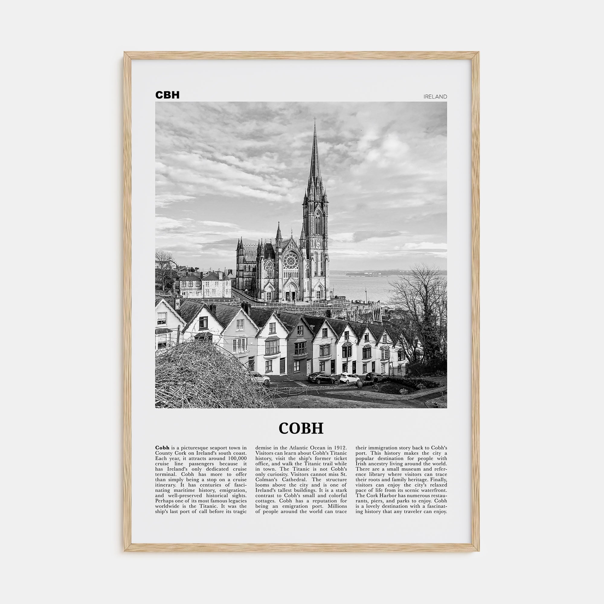 Cobh Travel B&W No 2 Poster