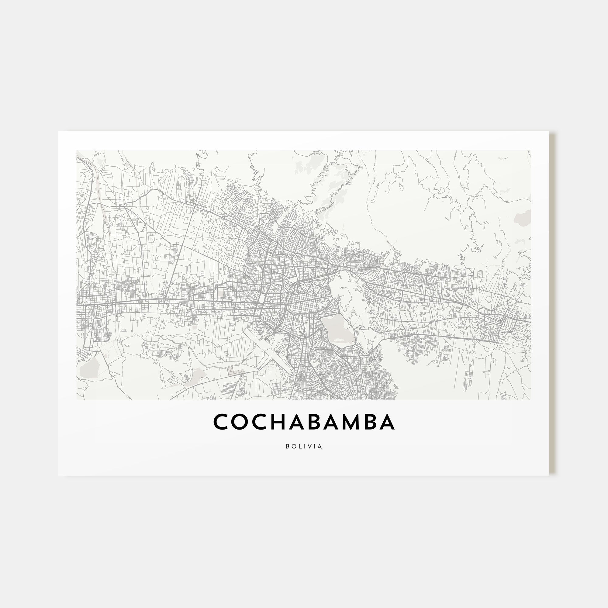 Cochabamba Map Landscape Poster