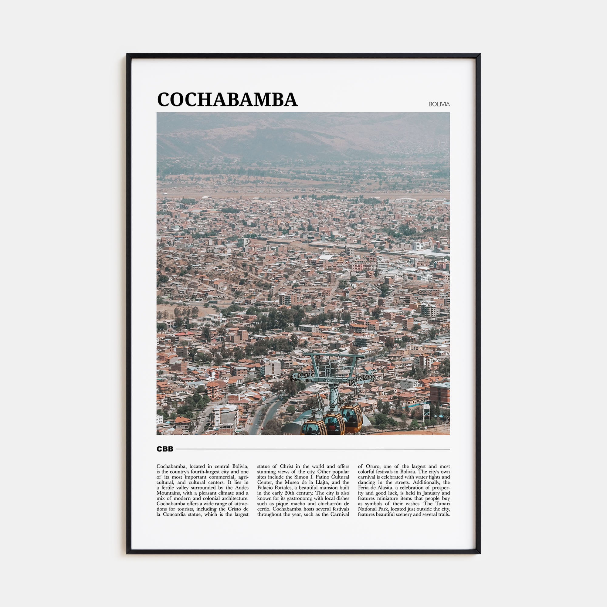 Cochabamba Travel Color Poster