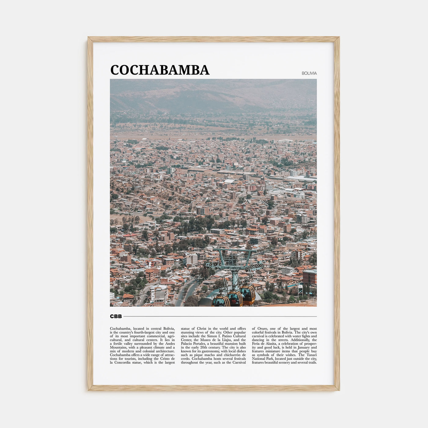Cochabamba Travel Color Poster