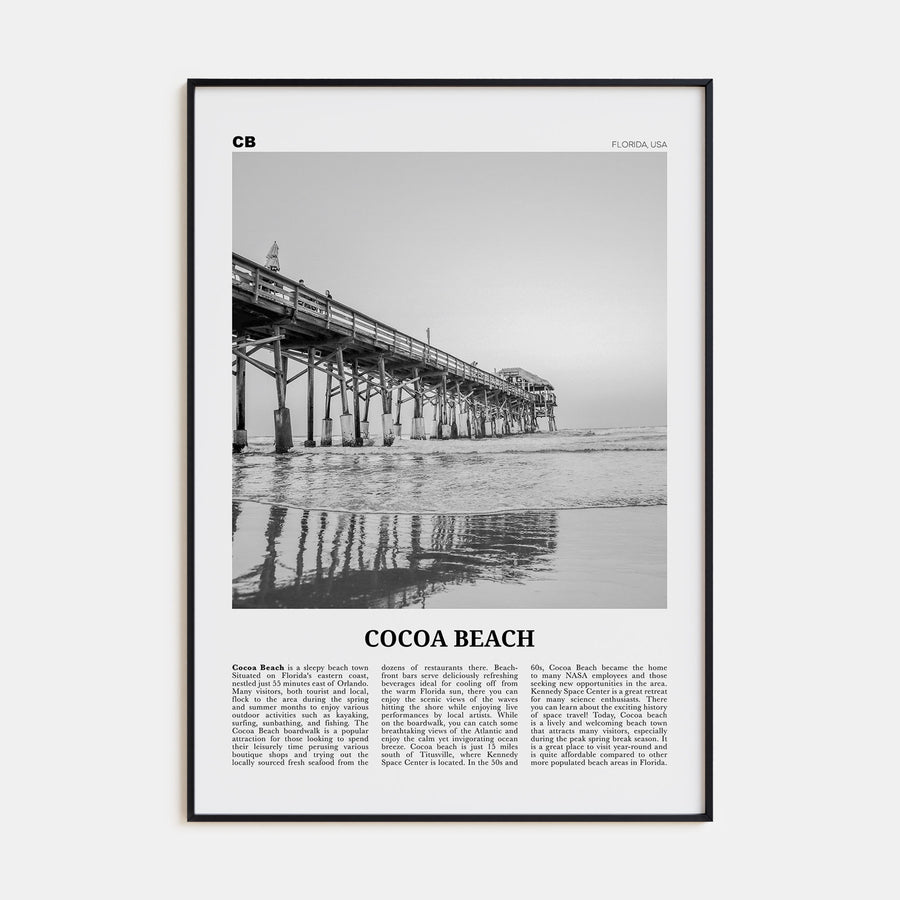 Cocoa Beach Travel B&W Poster