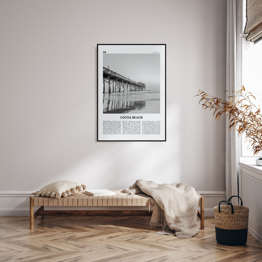 Cocoa Beach Travel B&W Poster