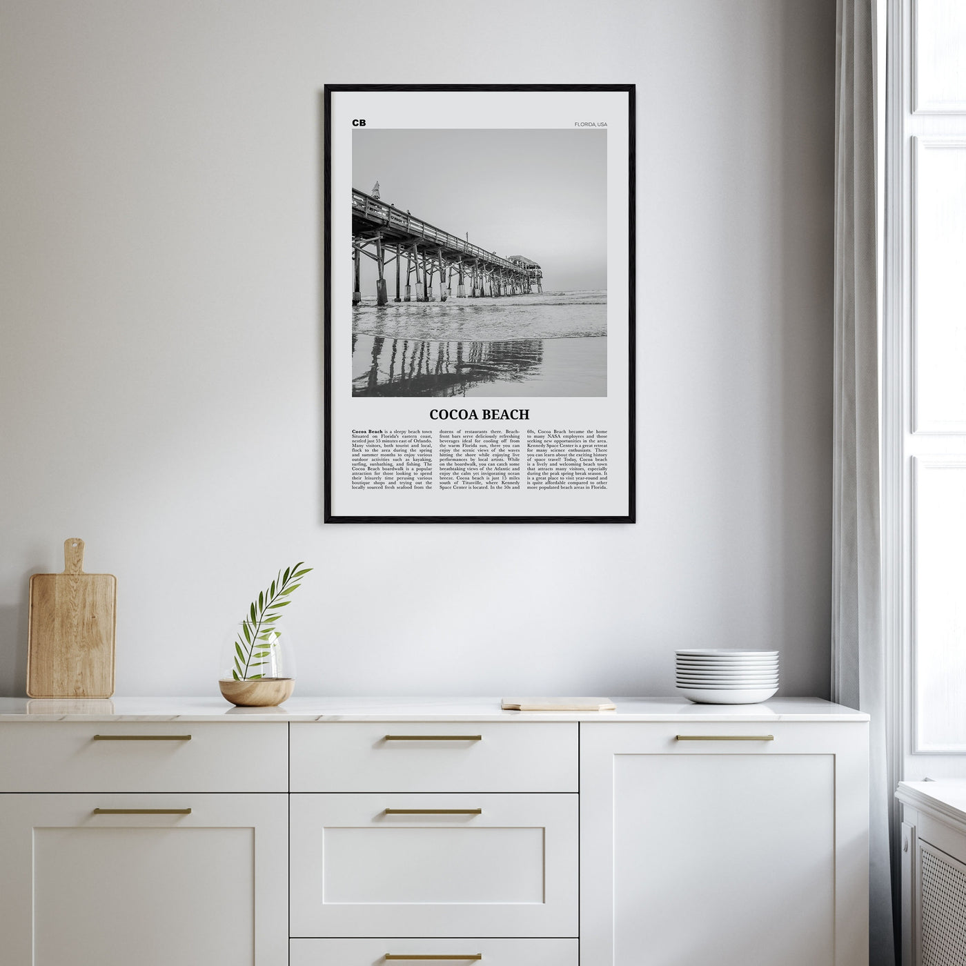 Cocoa Beach Travel B&W Poster