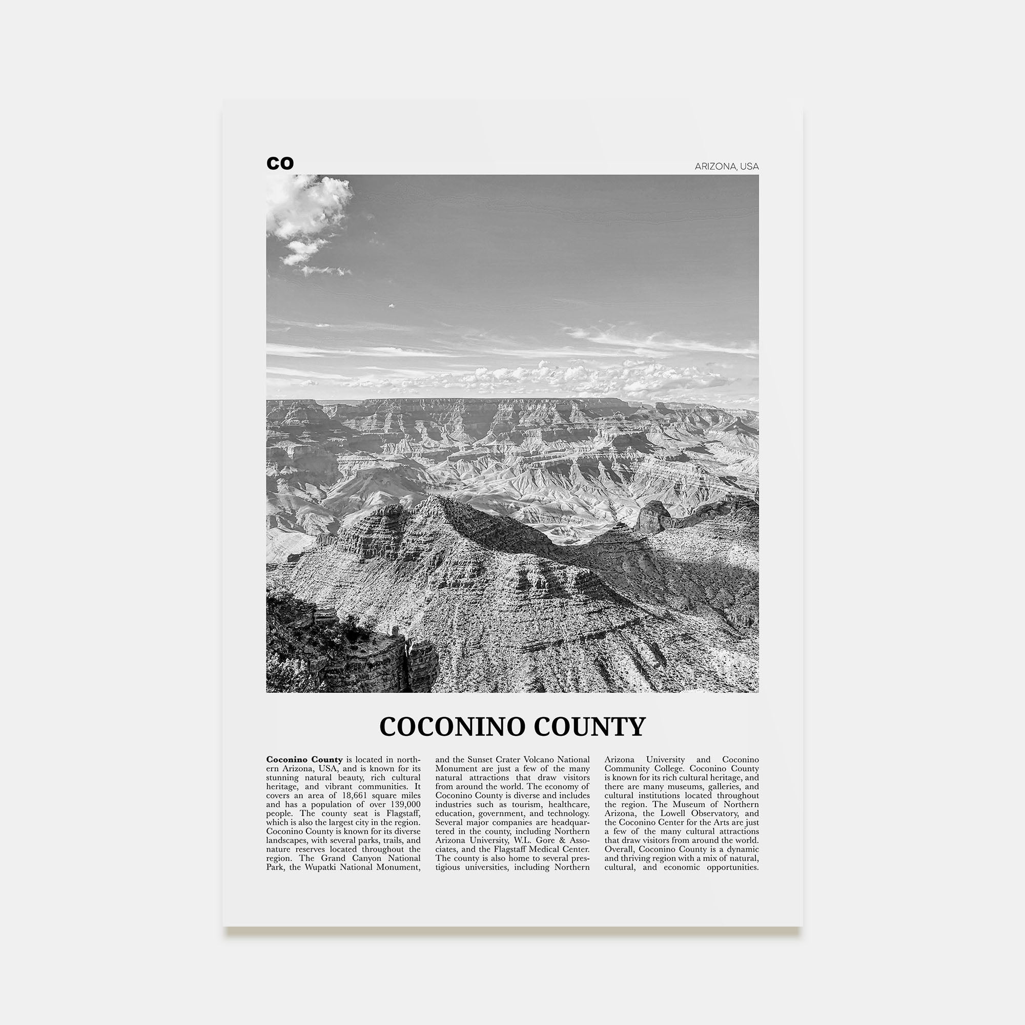 Coconino County Travel B&W Poster