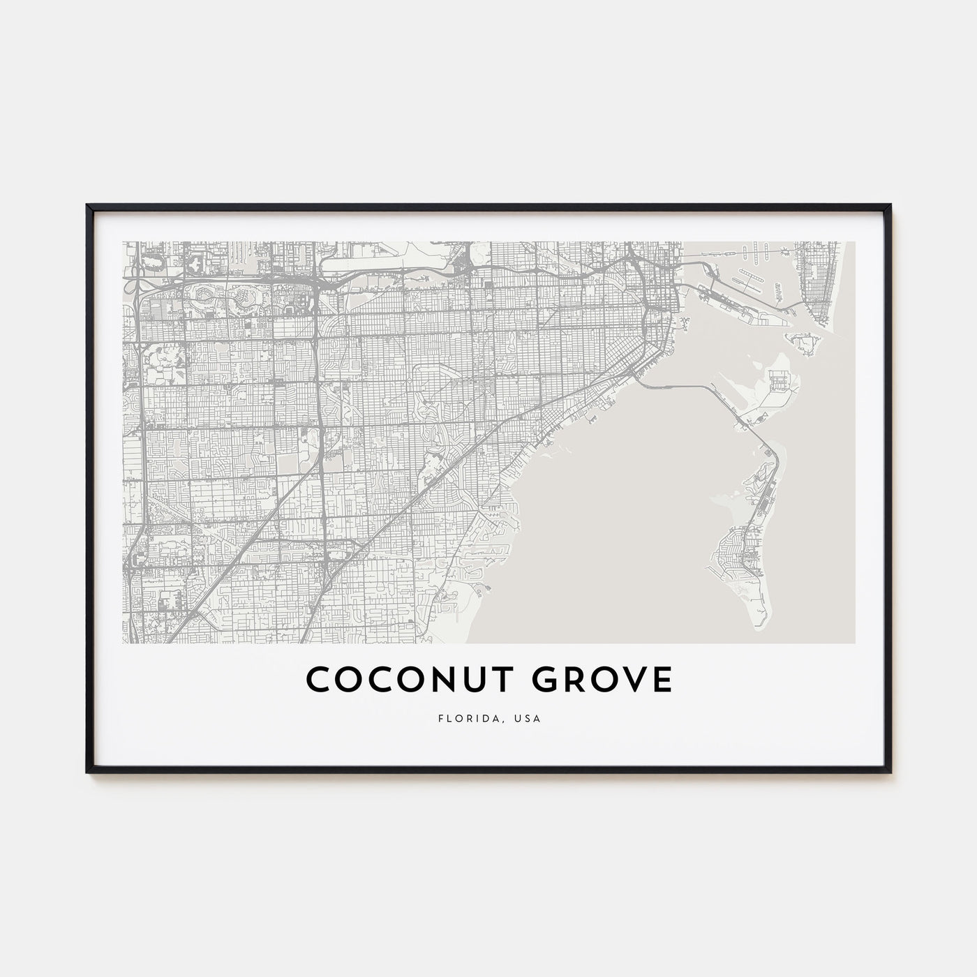 Coconut Grove Map Landscape Poster