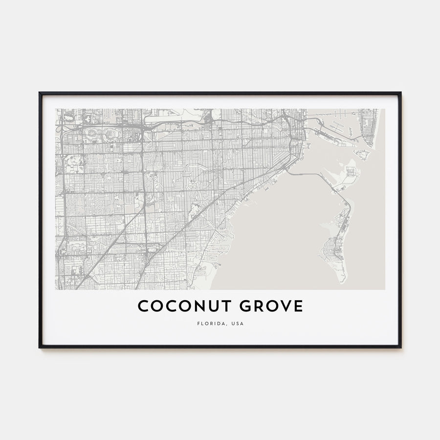 Coconut Grove Map Landscape Poster