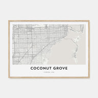 Coconut Grove Map Landscape Poster