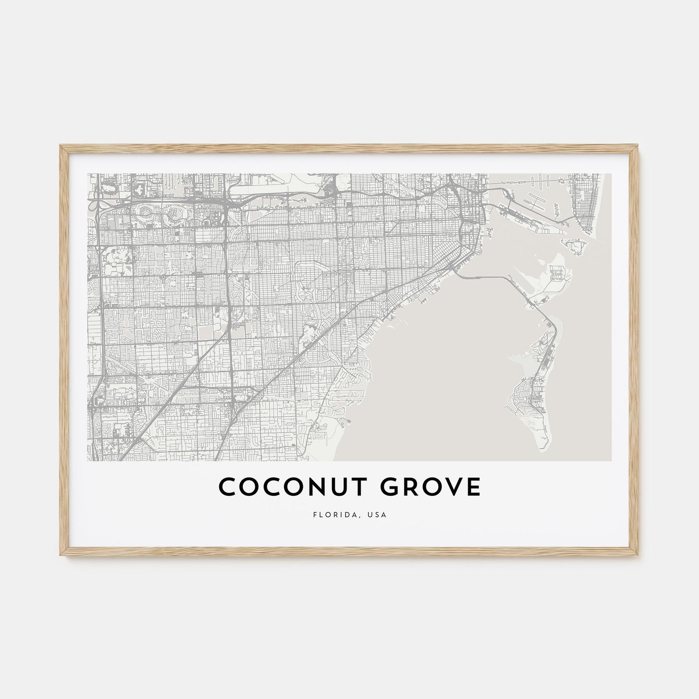 Coconut Grove Map Landscape Poster