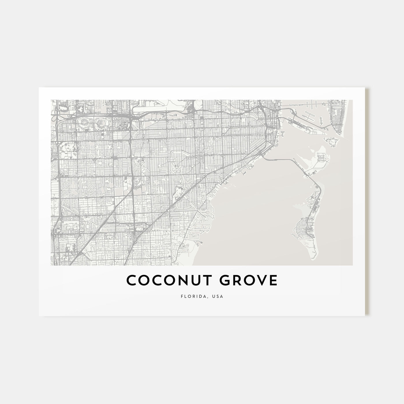 Coconut Grove Map Landscape Poster