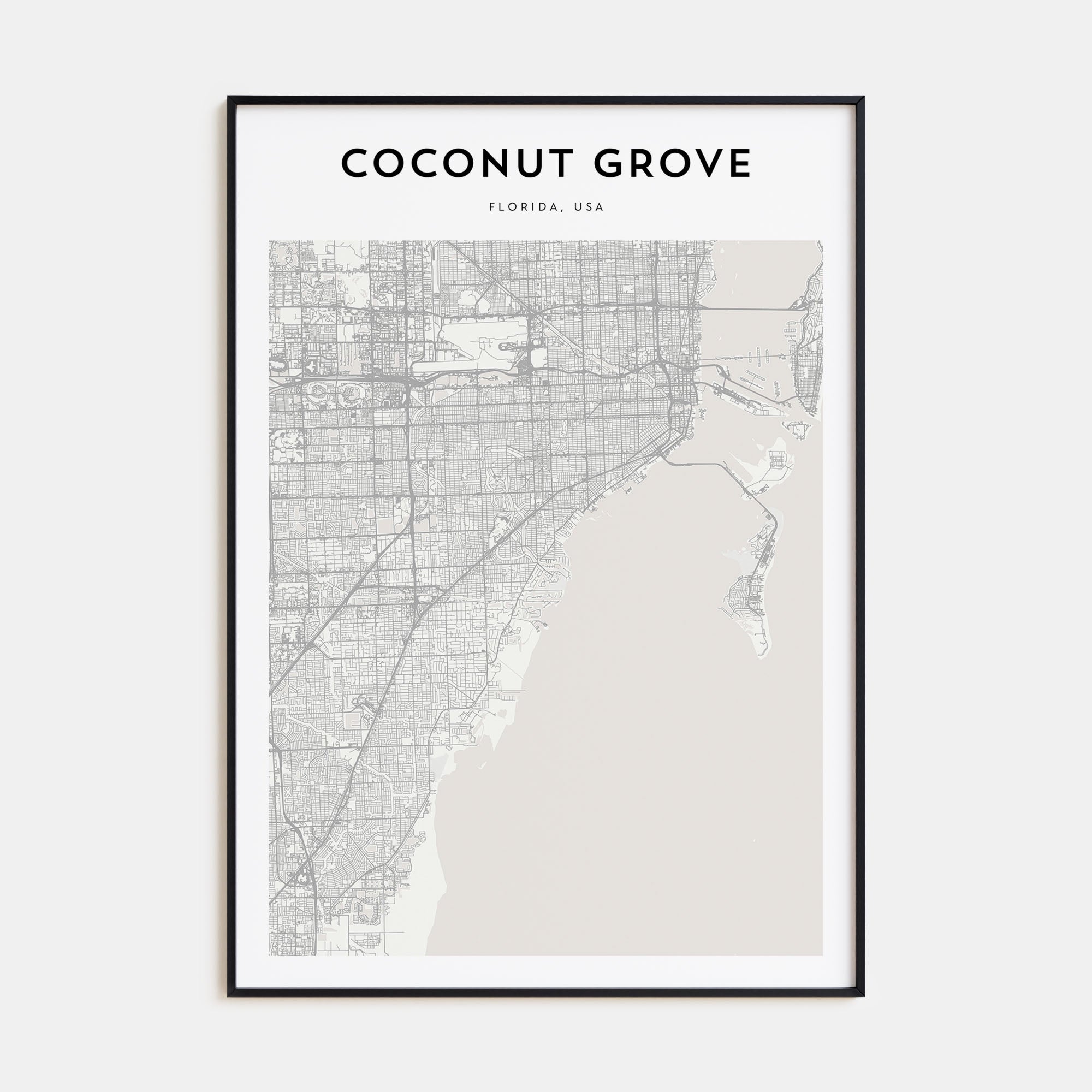 Coconut Grove Map Portrait Poster