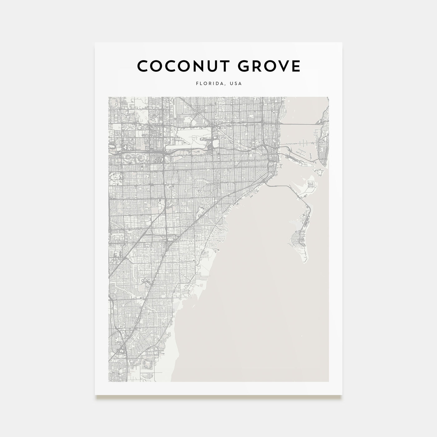 Coconut Grove Map Portrait Poster