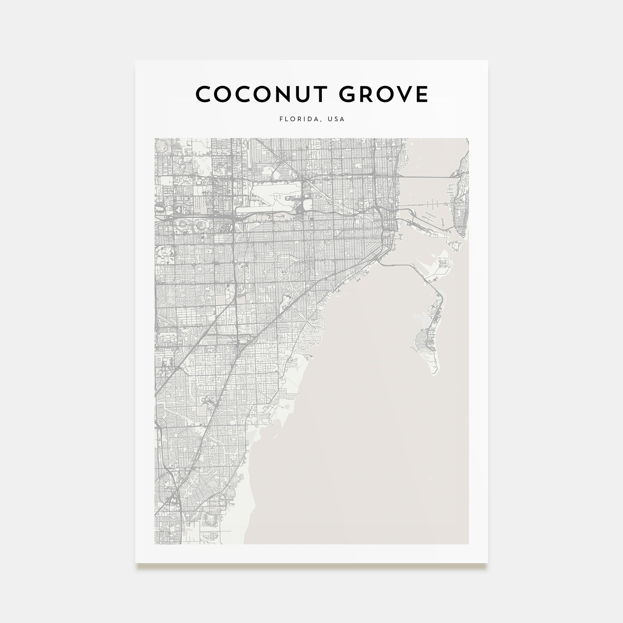 Coconut Grove Map Portrait Poster