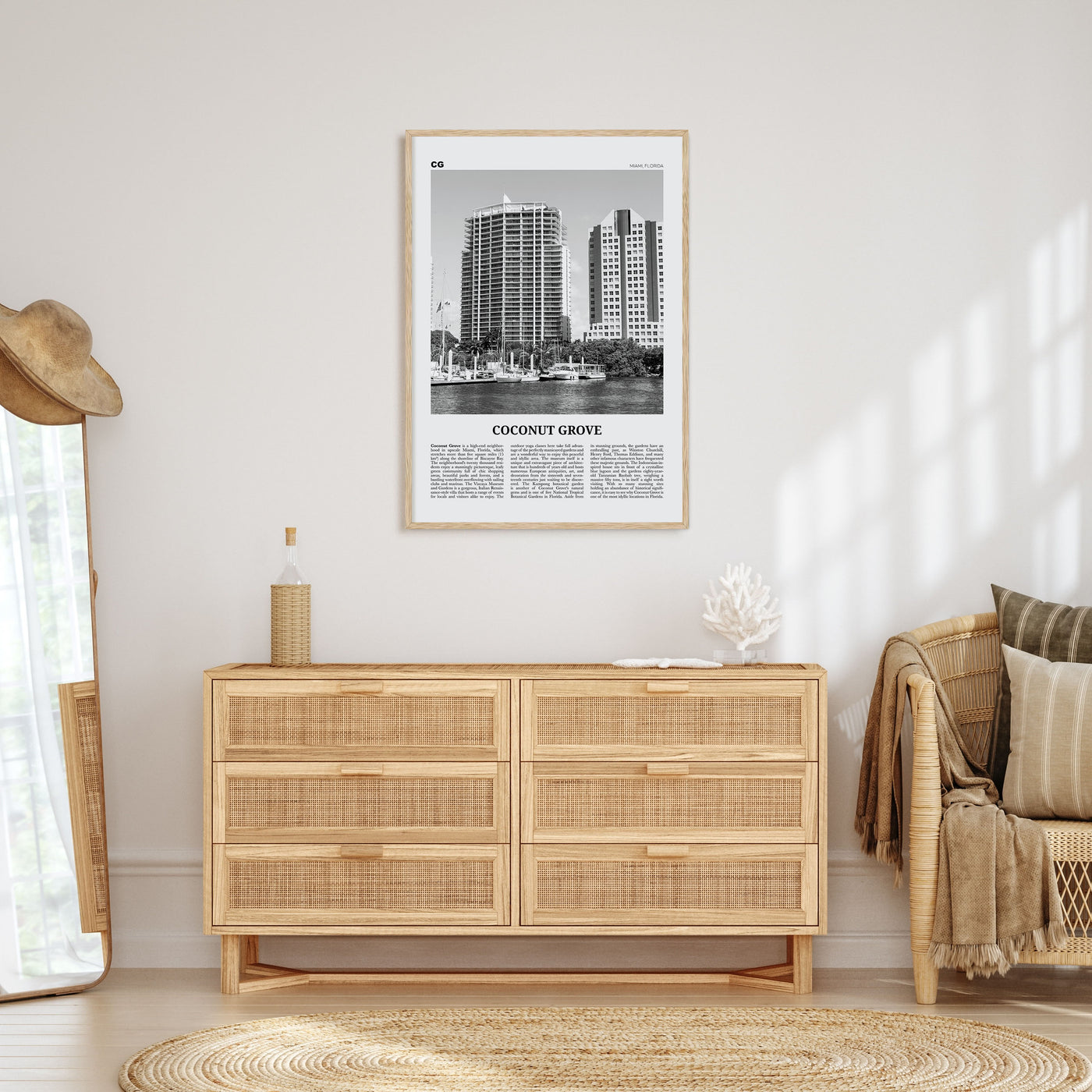 Coconut Grove Travel B&W Poster