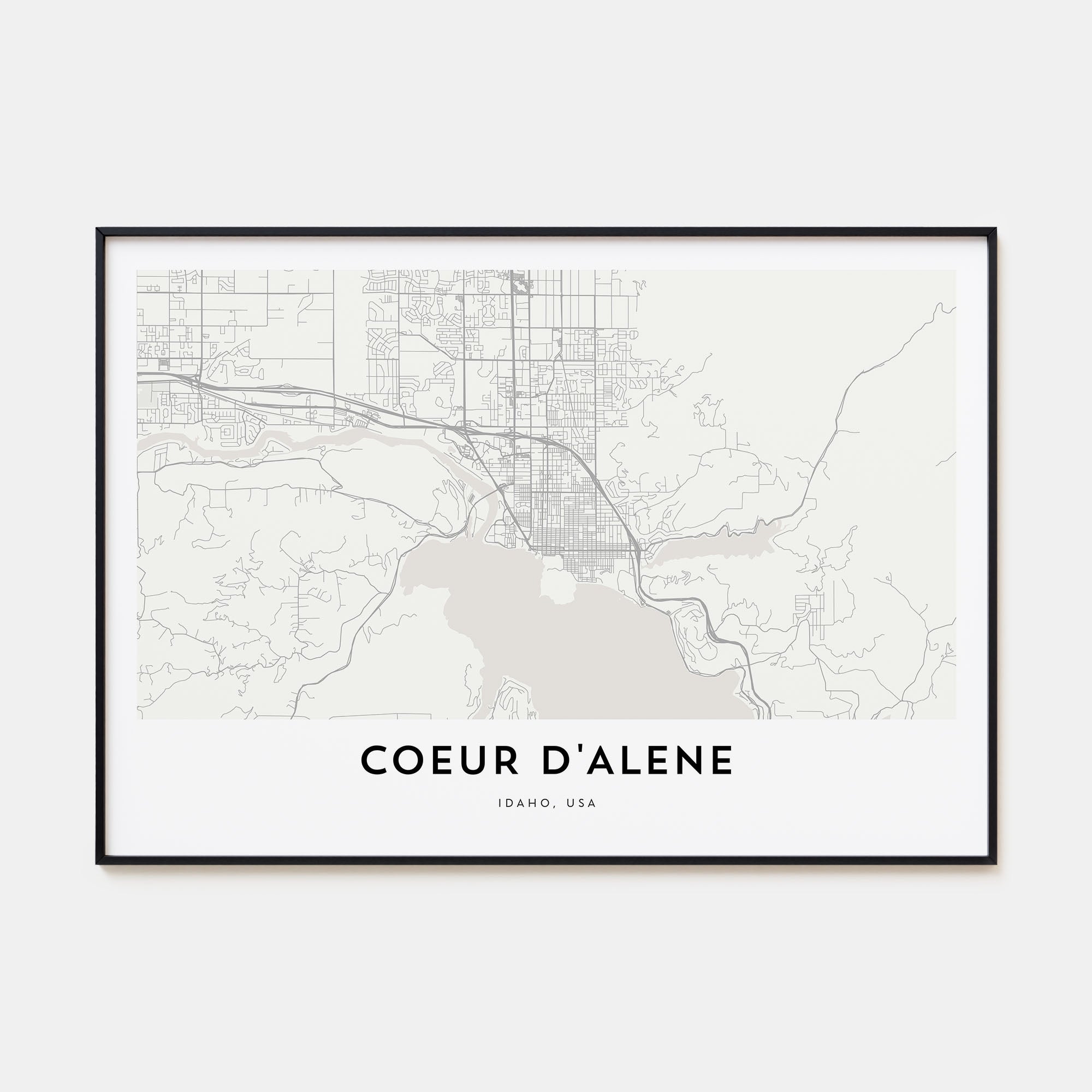 Coeur d'Alene Map Landscape Poster