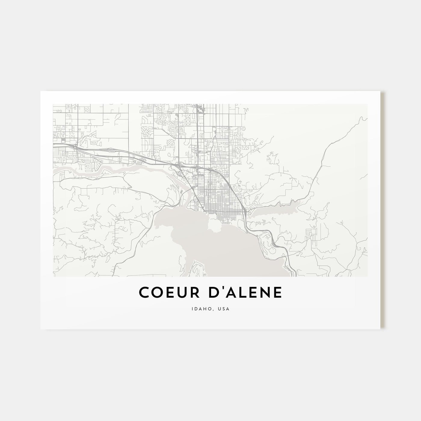 Coeur d'Alene Map Landscape Poster