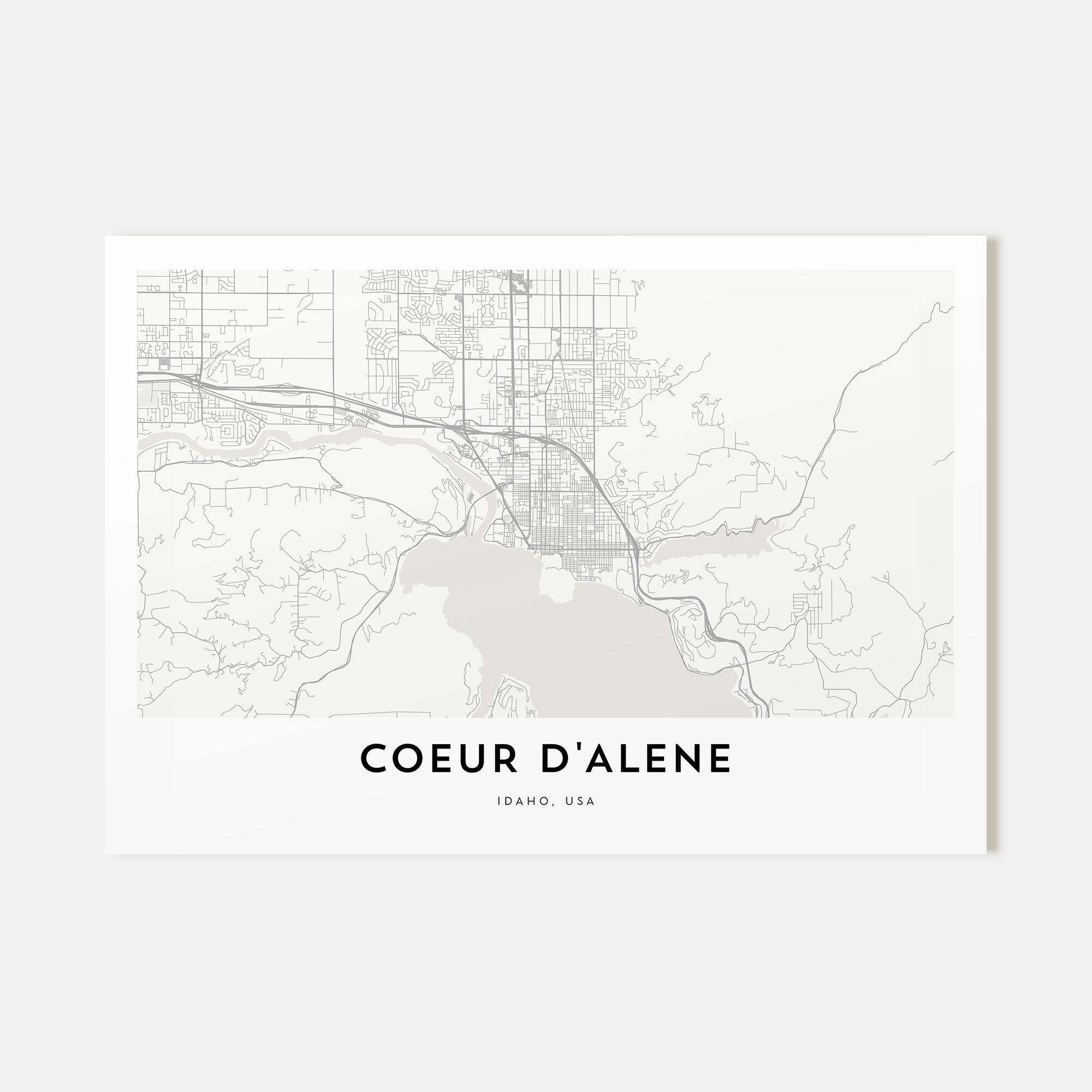Coeur d'Alene Map Landscape Poster