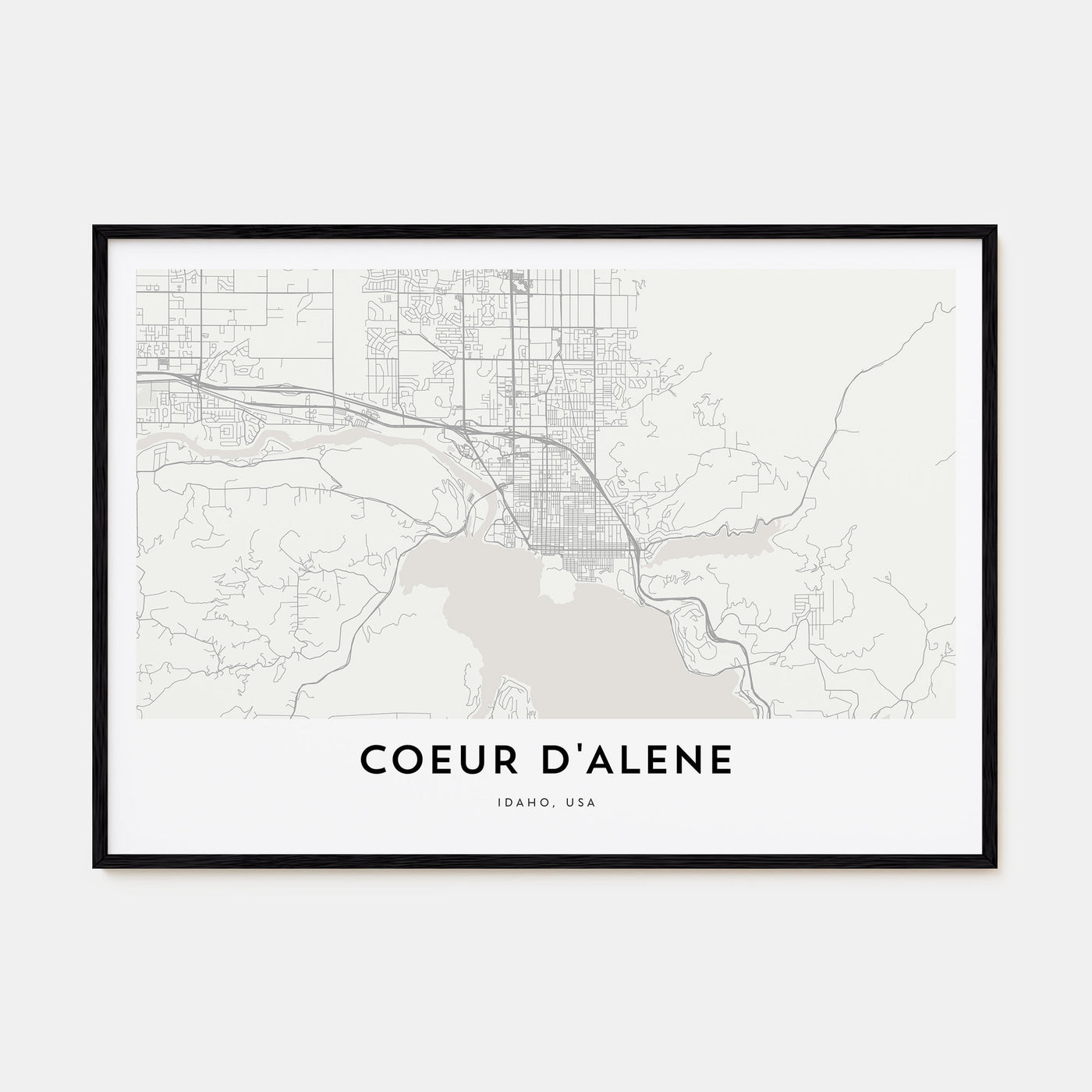 Coeur d'Alene Map Landscape Poster