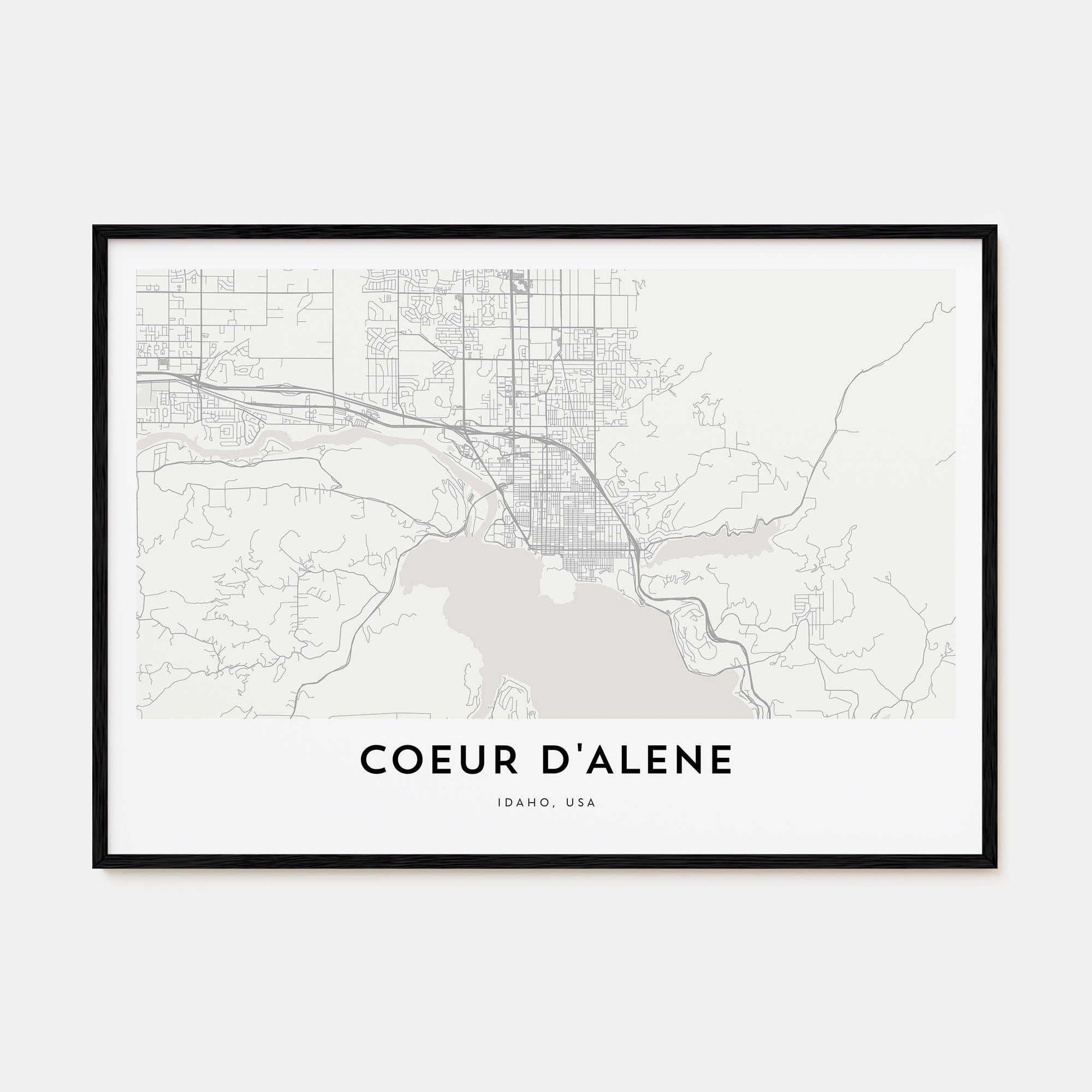 Coeur d'Alene Map Landscape Poster