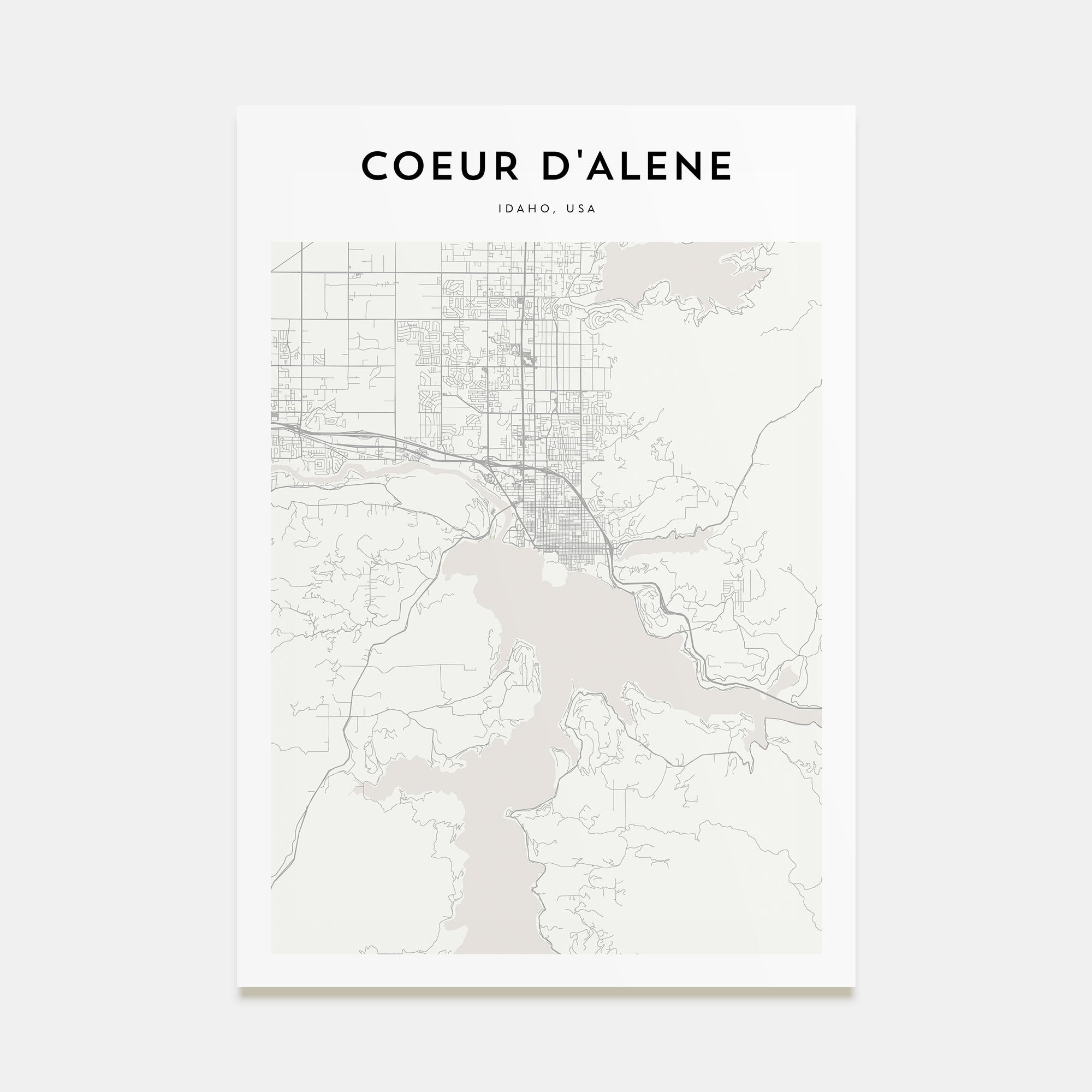 Coeur d'Alene Map Portrait Poster