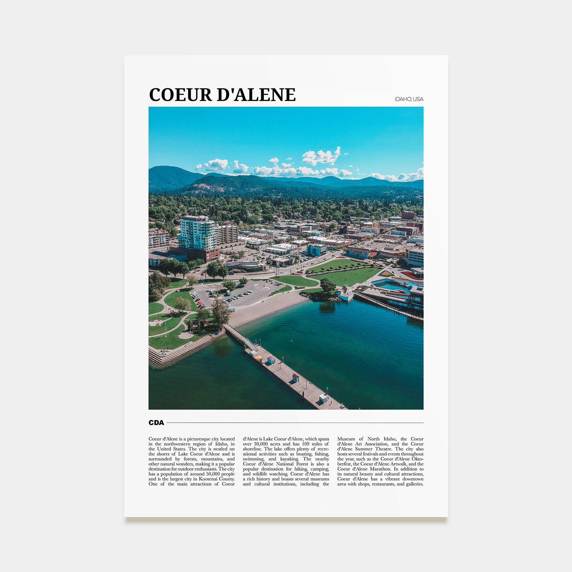 Coeur d'Alene Travel Color Poster